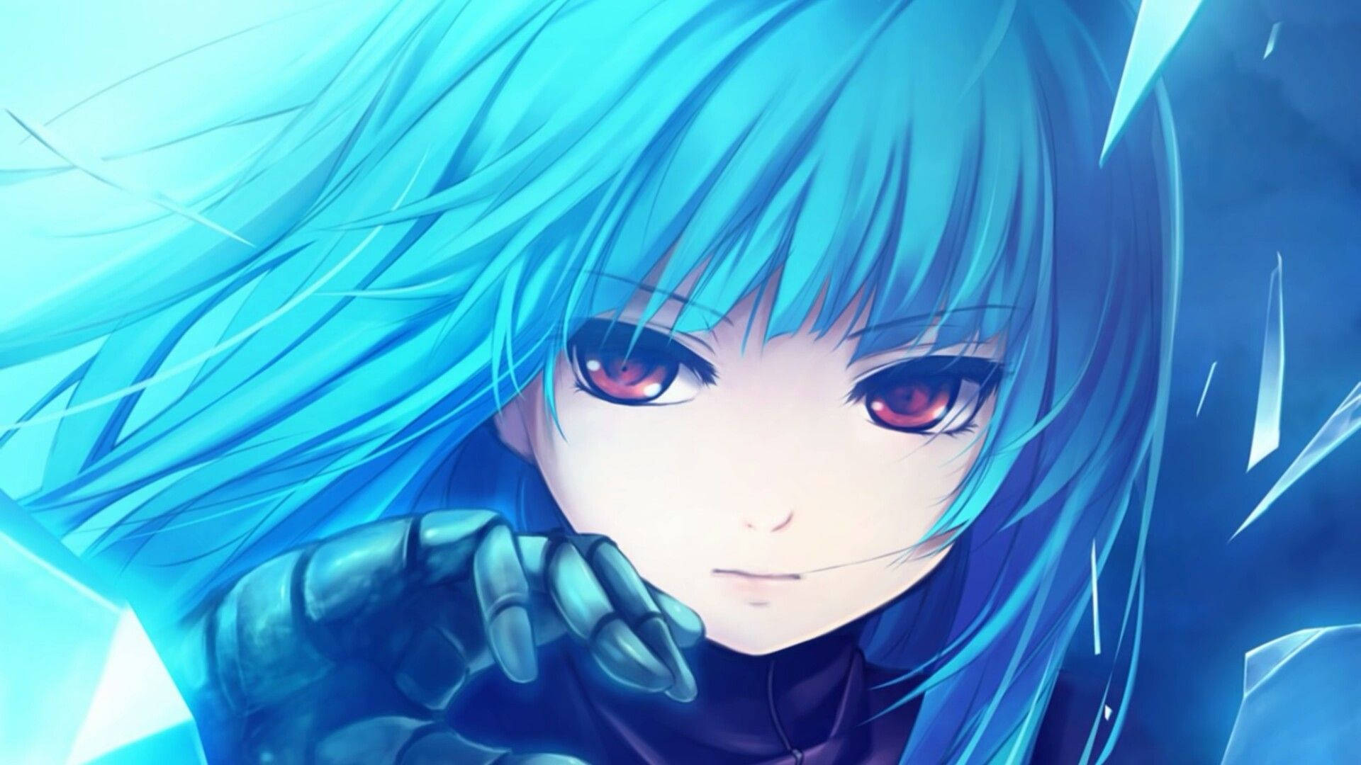 Blue Haired Anime Girl Background