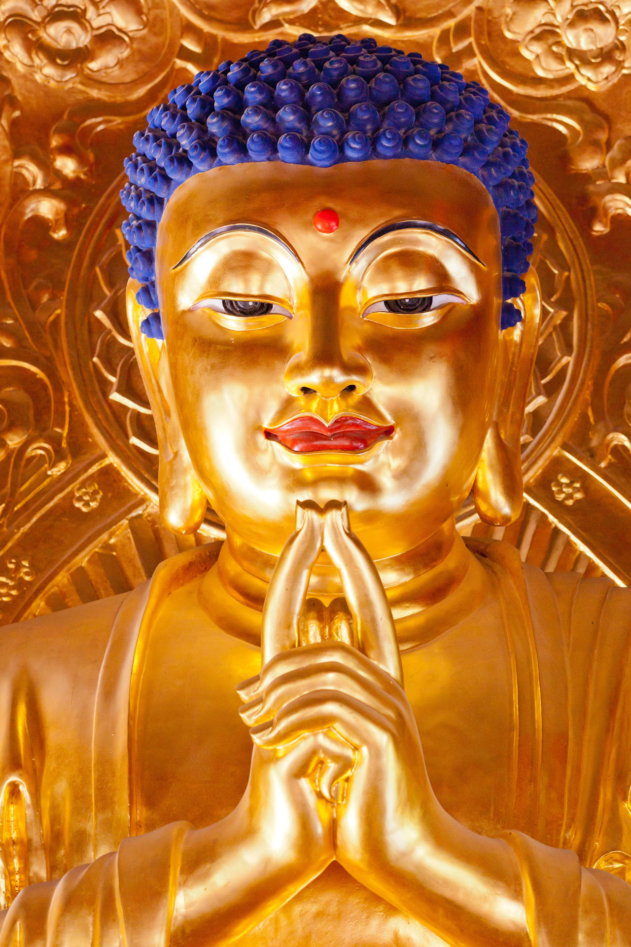 Blue-haired Golden Buddha Background