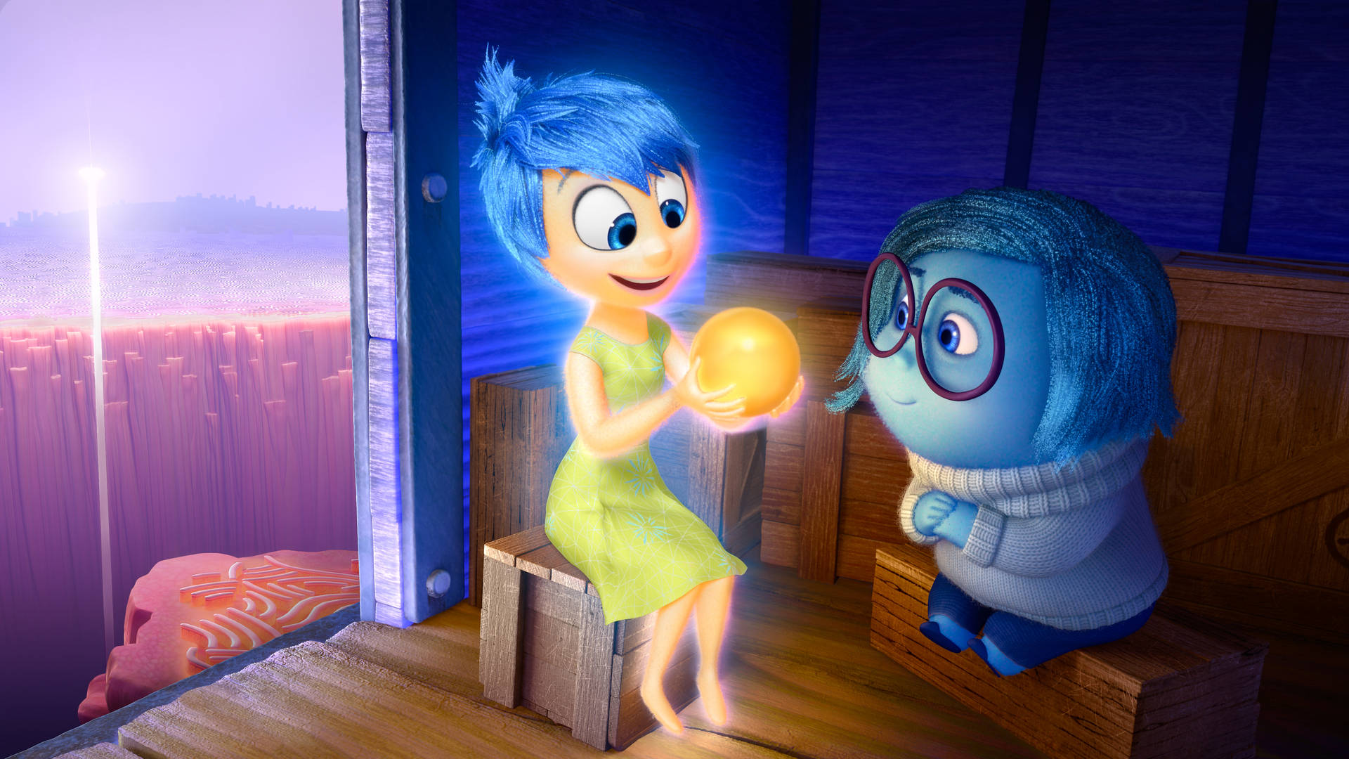 Blue-haired Joy Inside Out Background