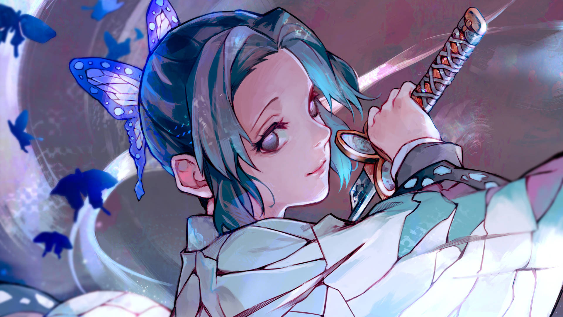 Blue-haired Shinobu Kocho Background