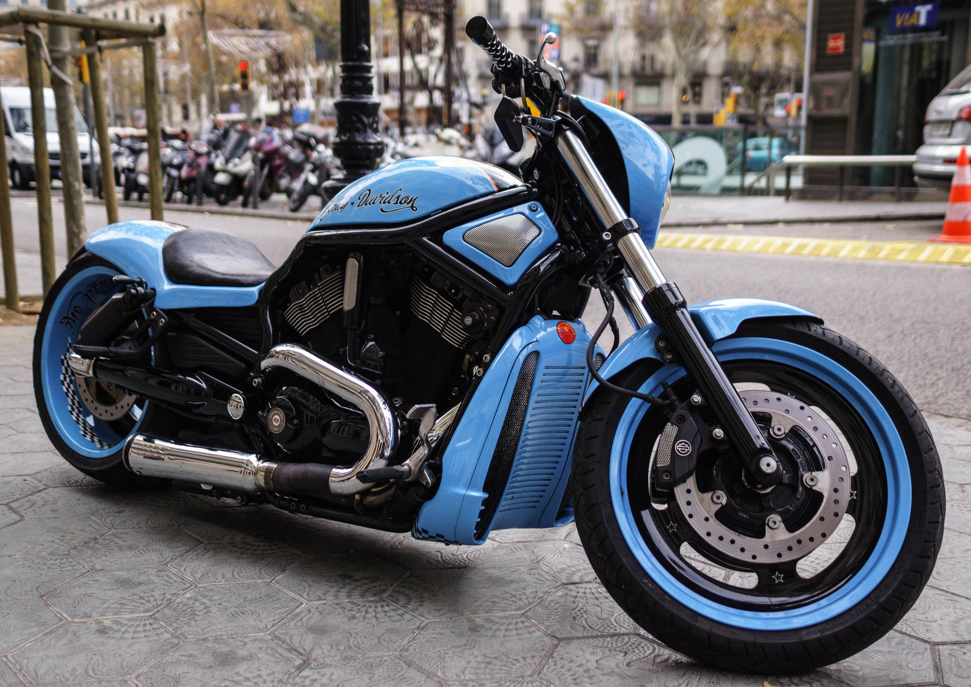 Blue Harley Davidson Motorcycle Background
