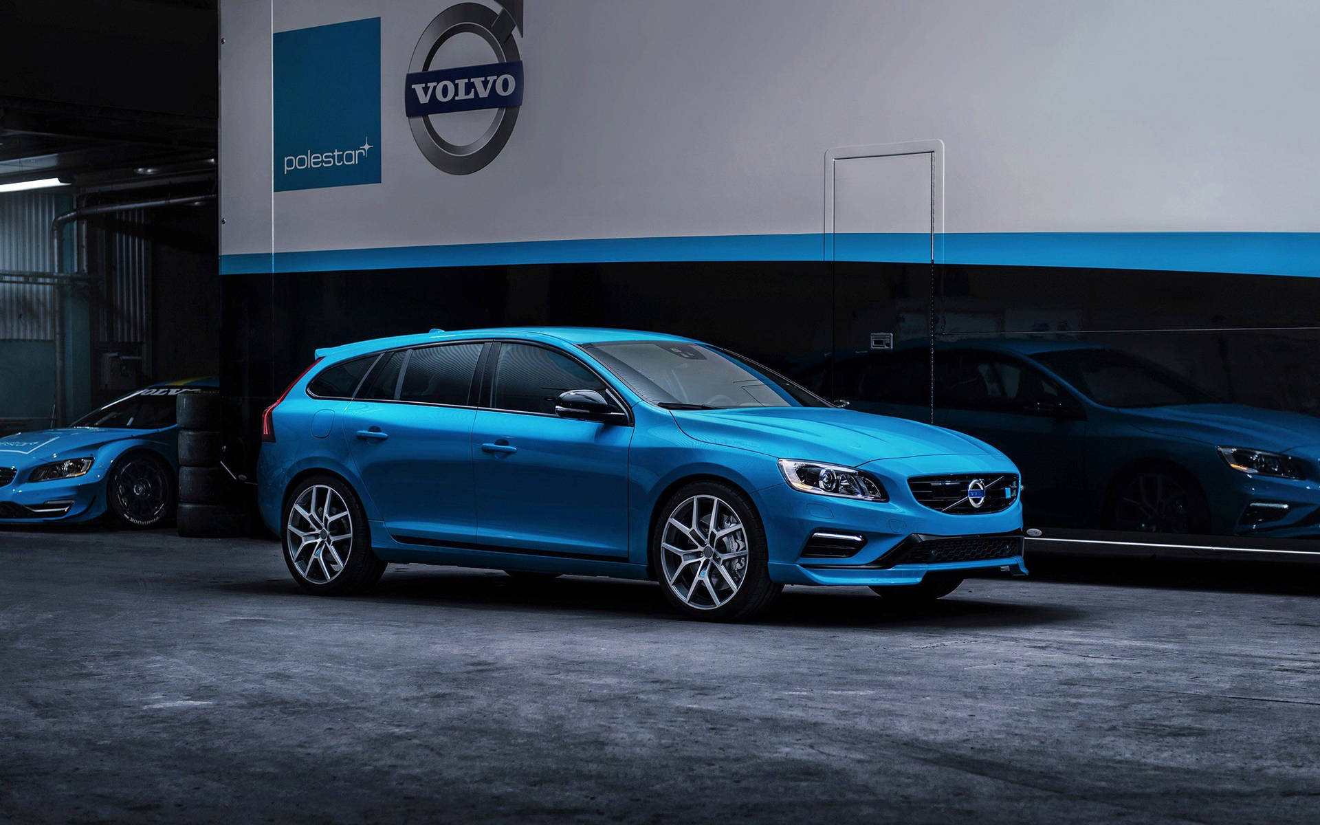 Blue Hatchback Volvo Car Background