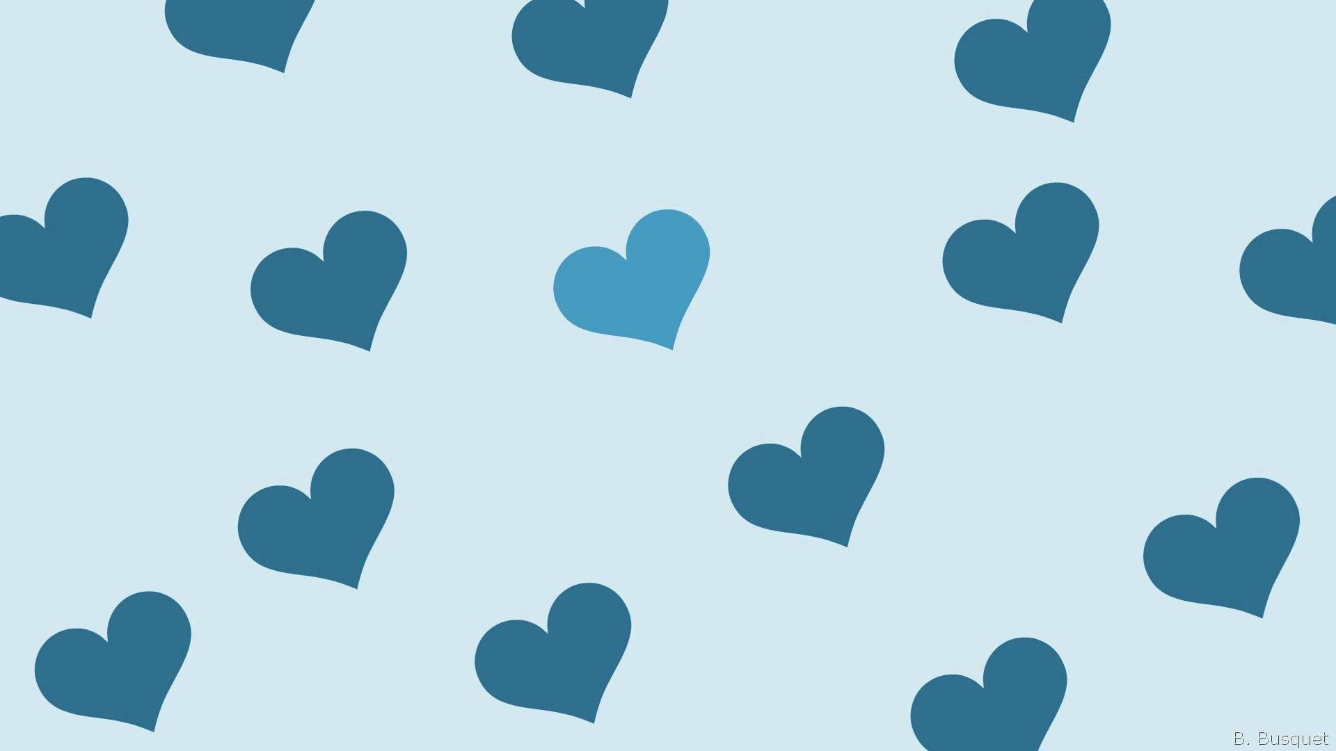 Blue Heart Diagonal Pattern Background