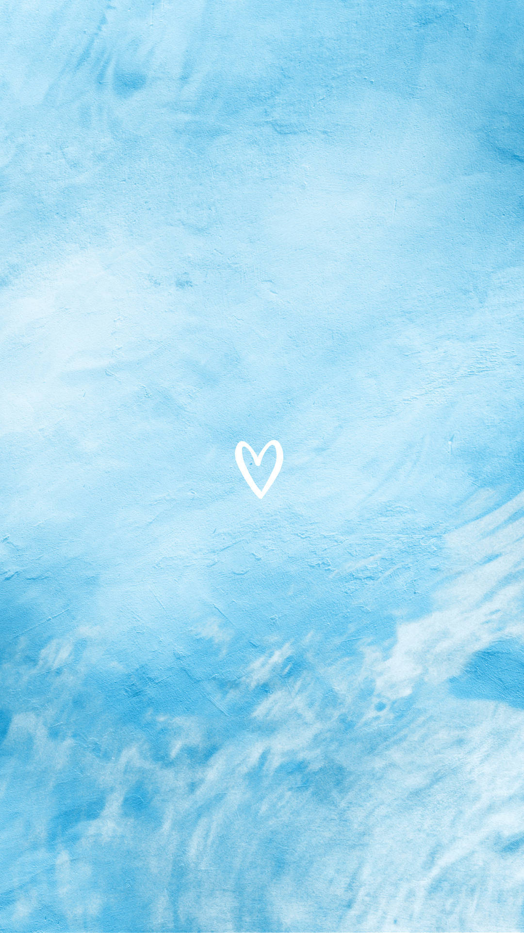 Blue Heart Outline On Cloud Background