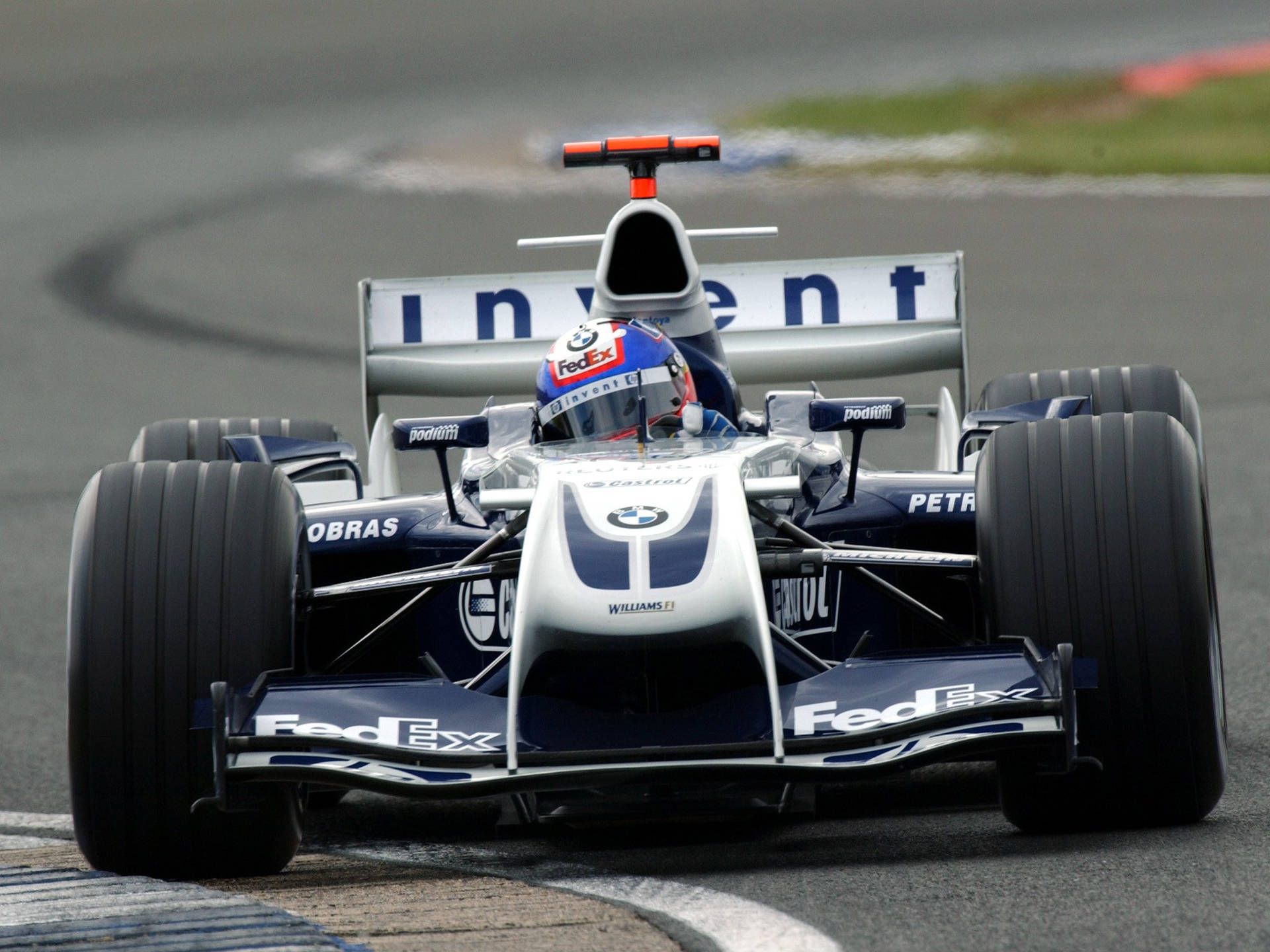 Blue Helmet In Williams Car Background