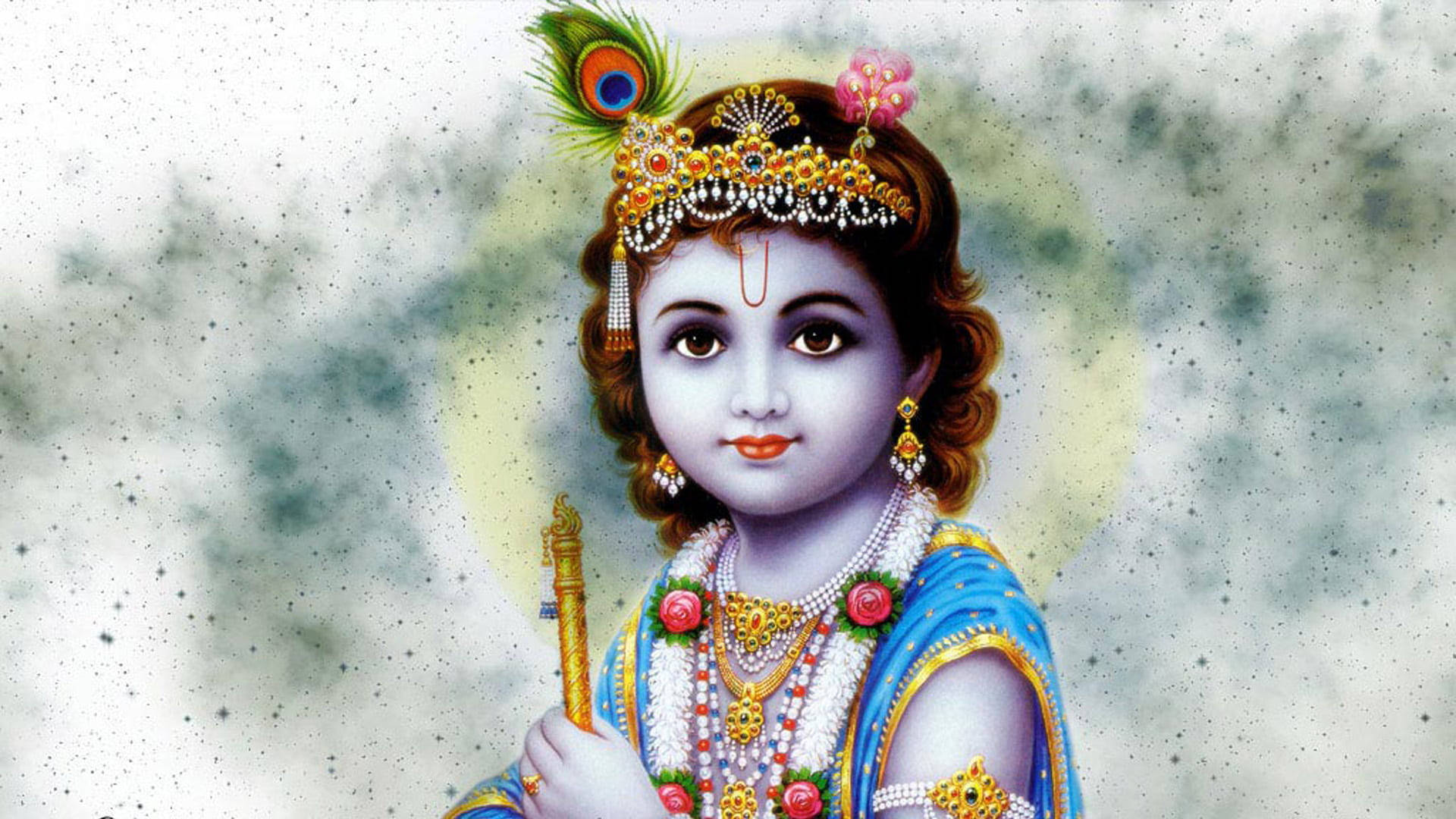 Blue Hindu God Krishna Child Background