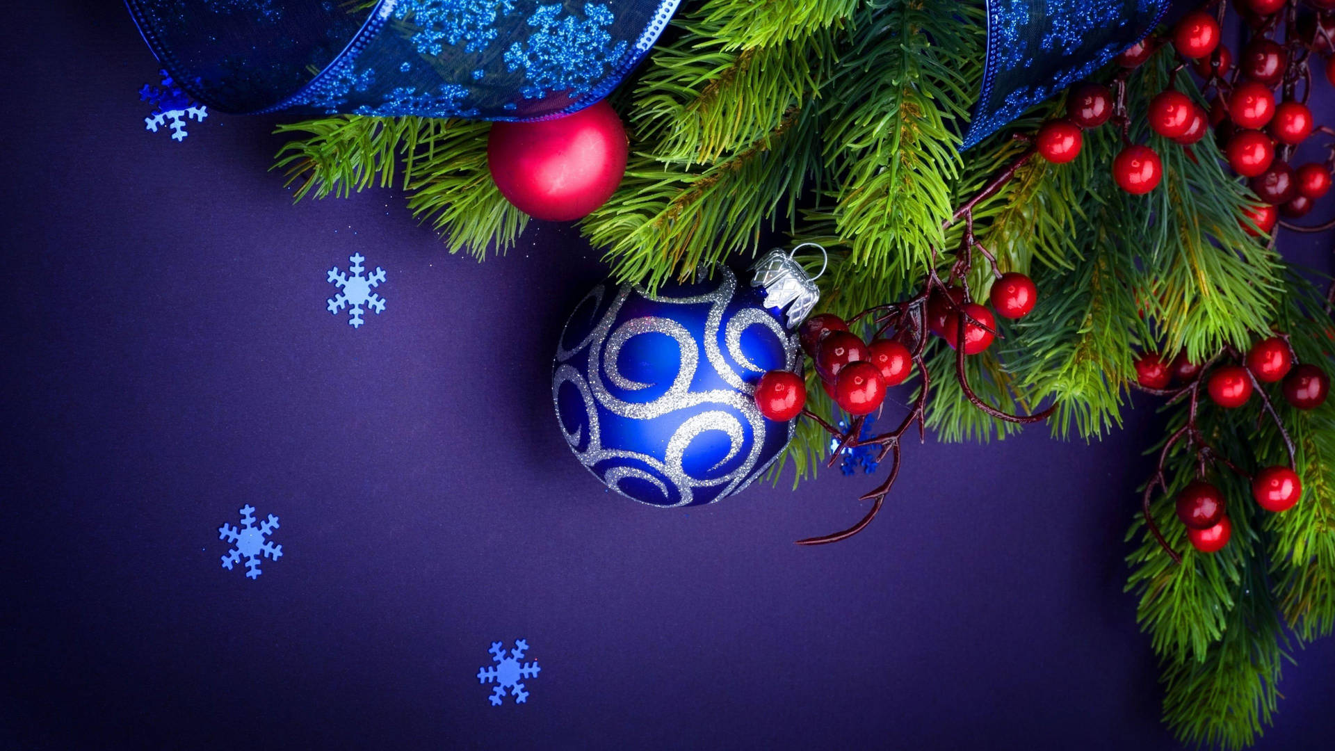 Blue Holiday Christmas Decorations Background