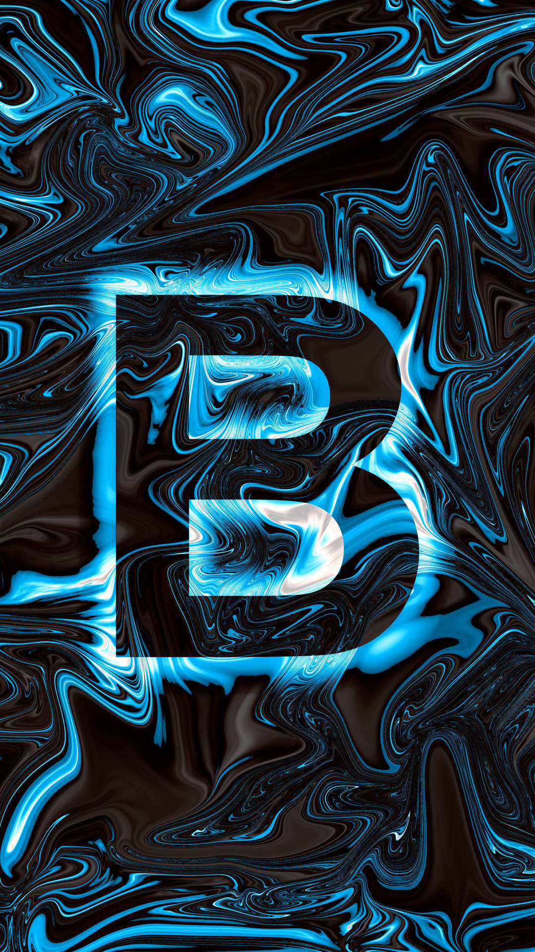 Blue Holographic Letter B Background