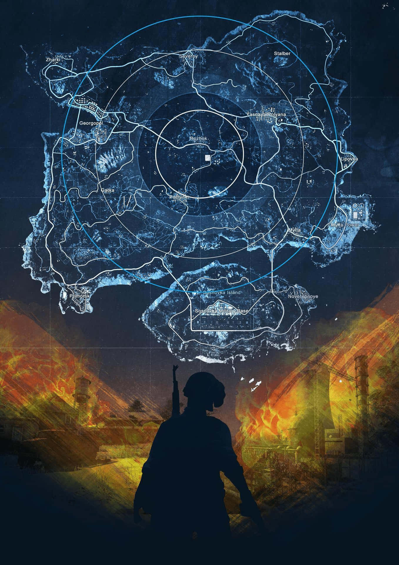 Blue Holographic Map Pubg Iphone Background