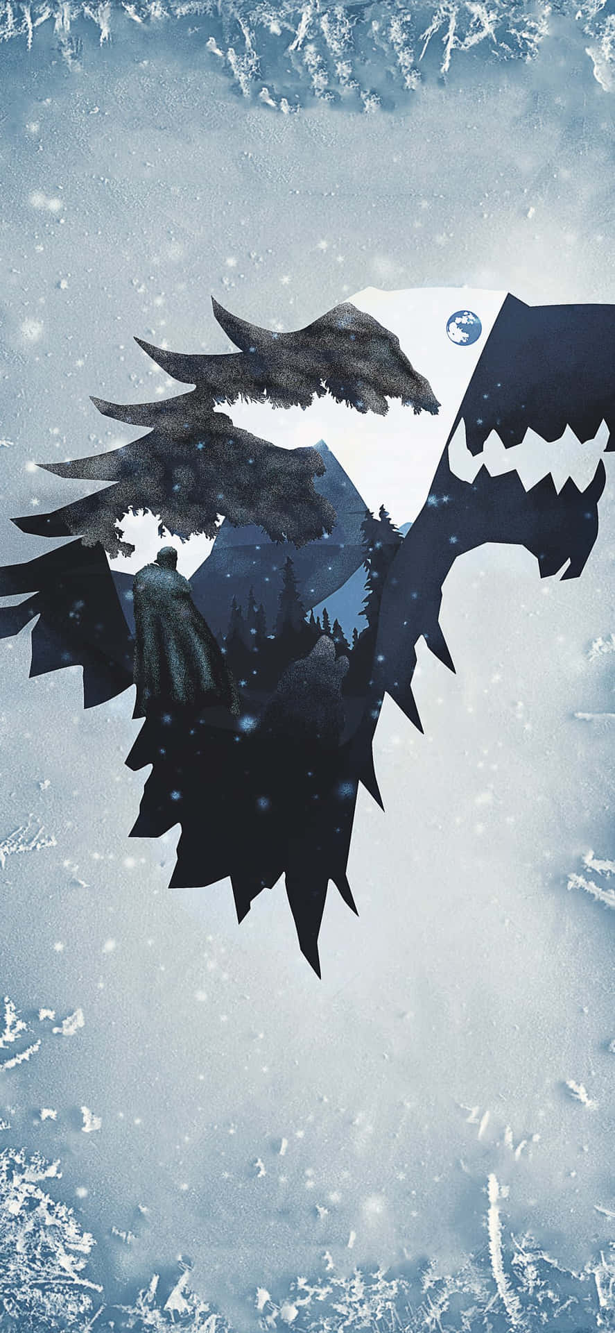 Blue House Stark Wolf Phone Background