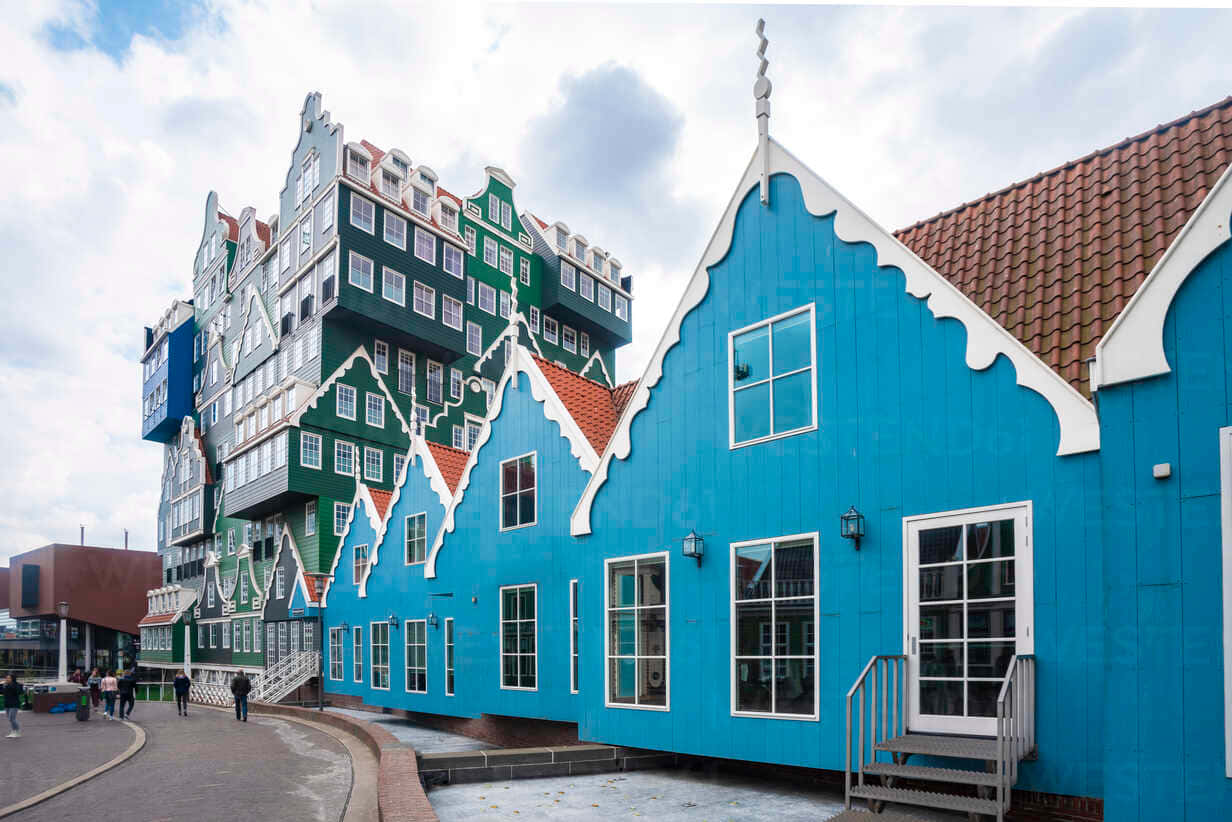 Blue Houses At Inntel Hotel Zaandam Background