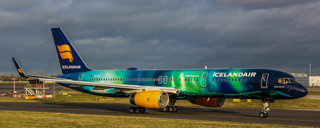 Blue Icelandair Plane On The Runway