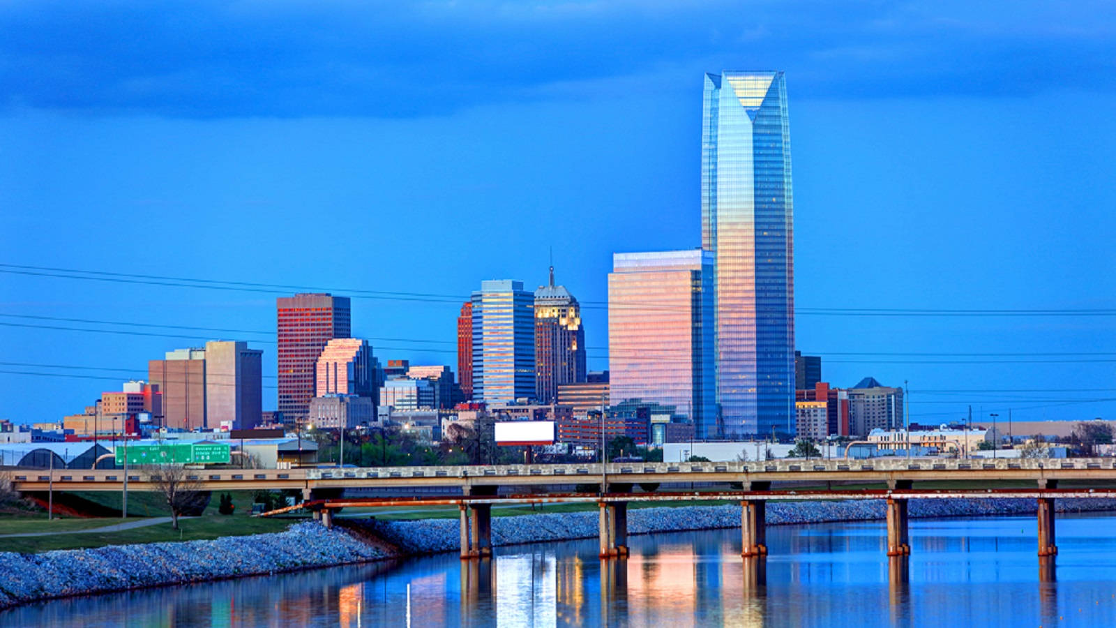 Blue Iconic Oklahoma City Background