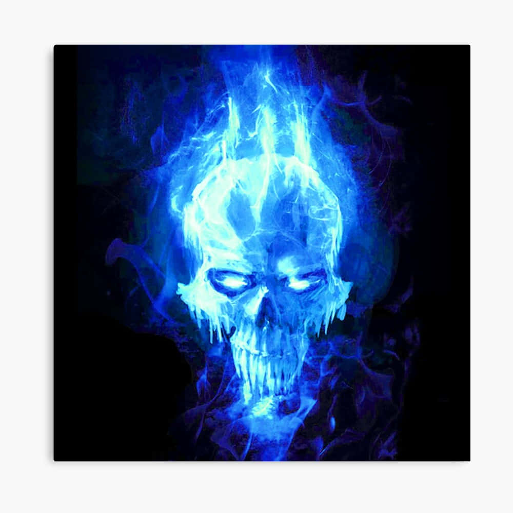 Blue Inferno Skull Art Background