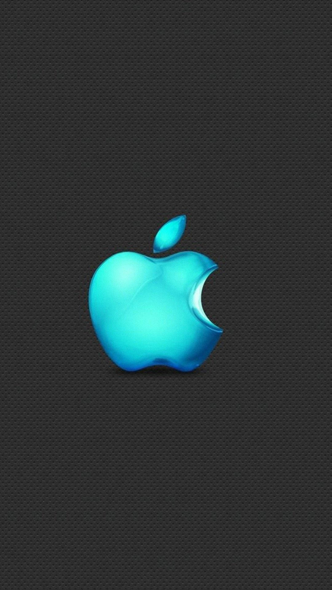 Blue Iphone Apple Logo Black Background