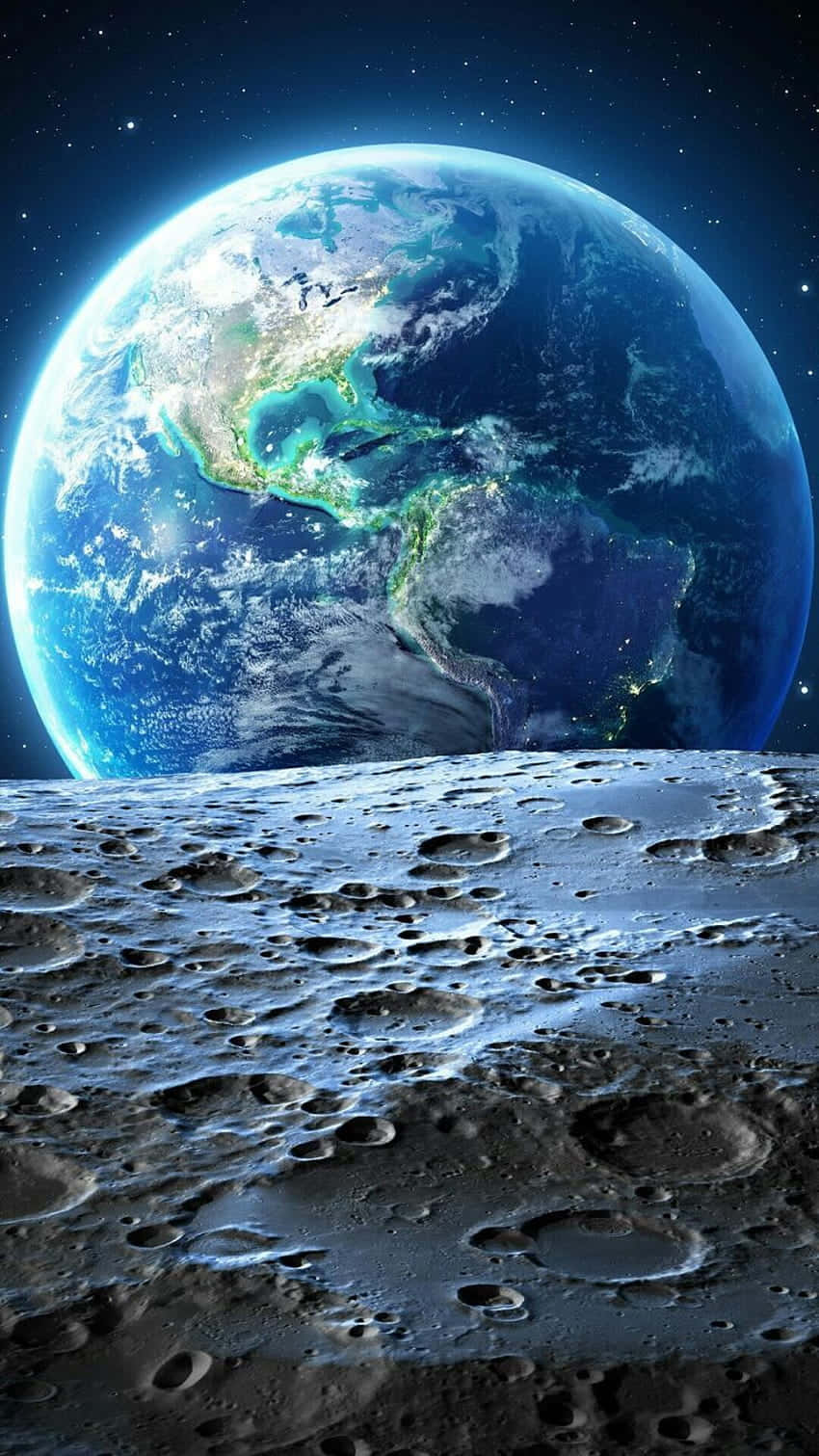 Blue Iphone Xr Earth Moon Background