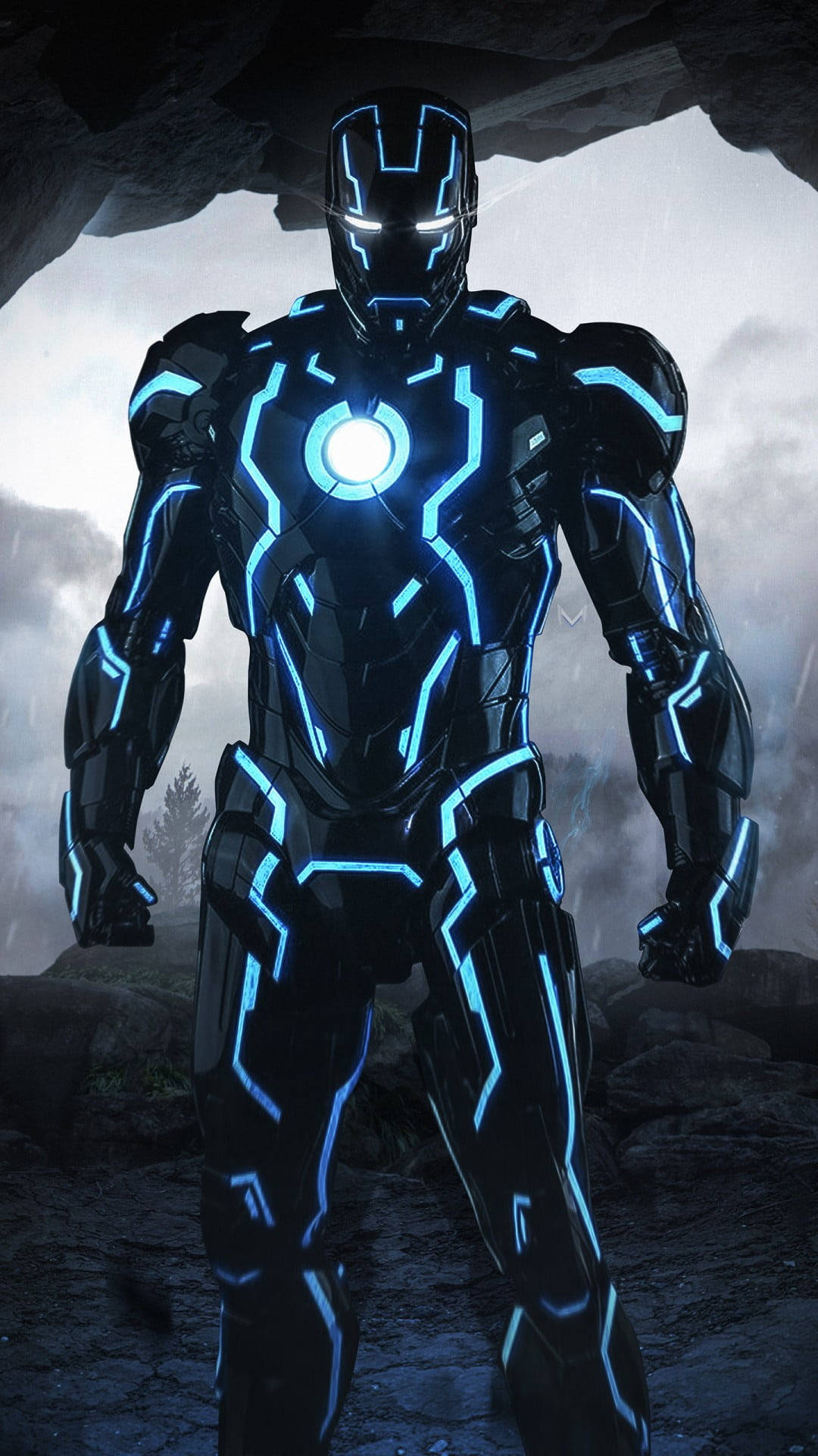 Blue Iron Man Neon Aesthetic Iphone