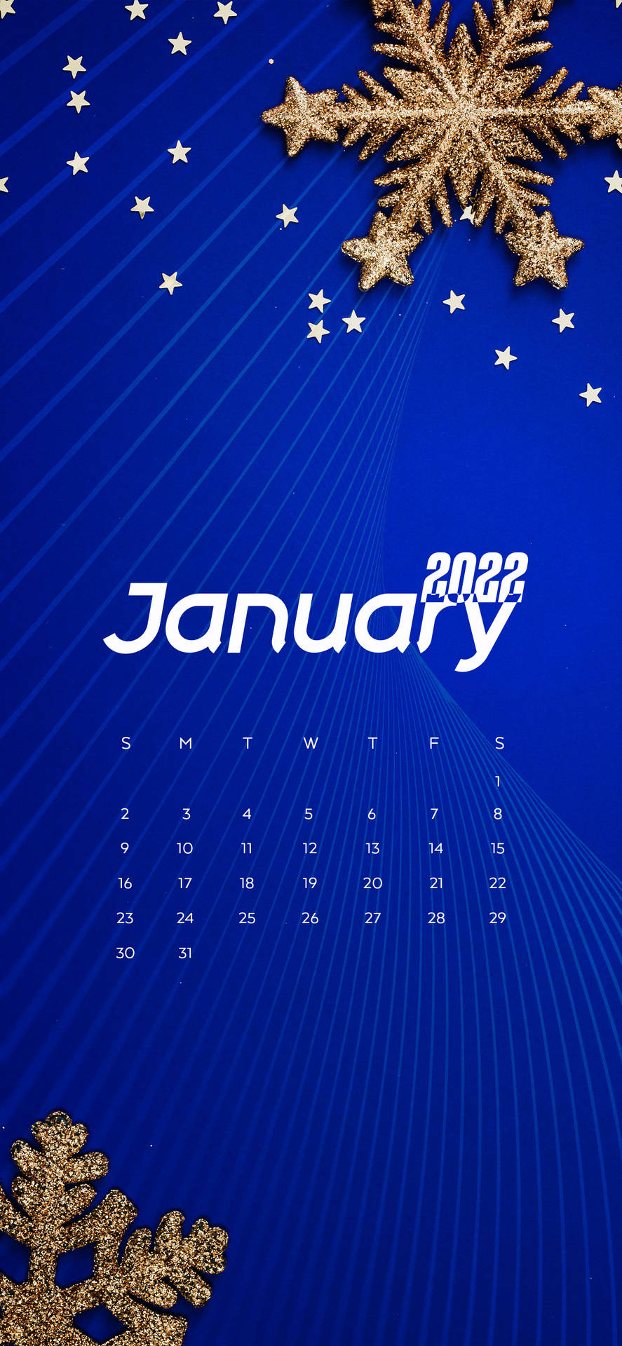 Blue January 2022 Snowflake Calendar Background