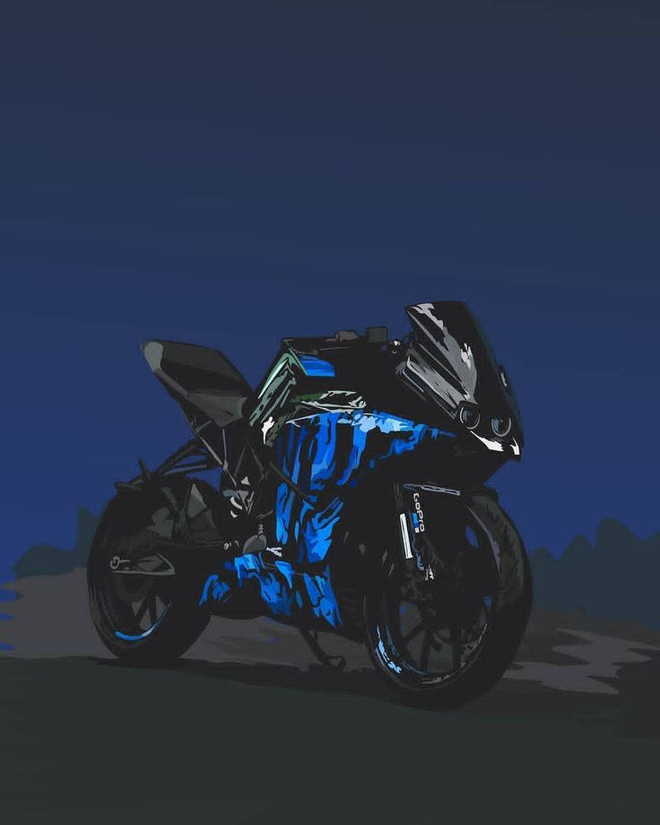 Blue Ktm Rc 200 At Night Background