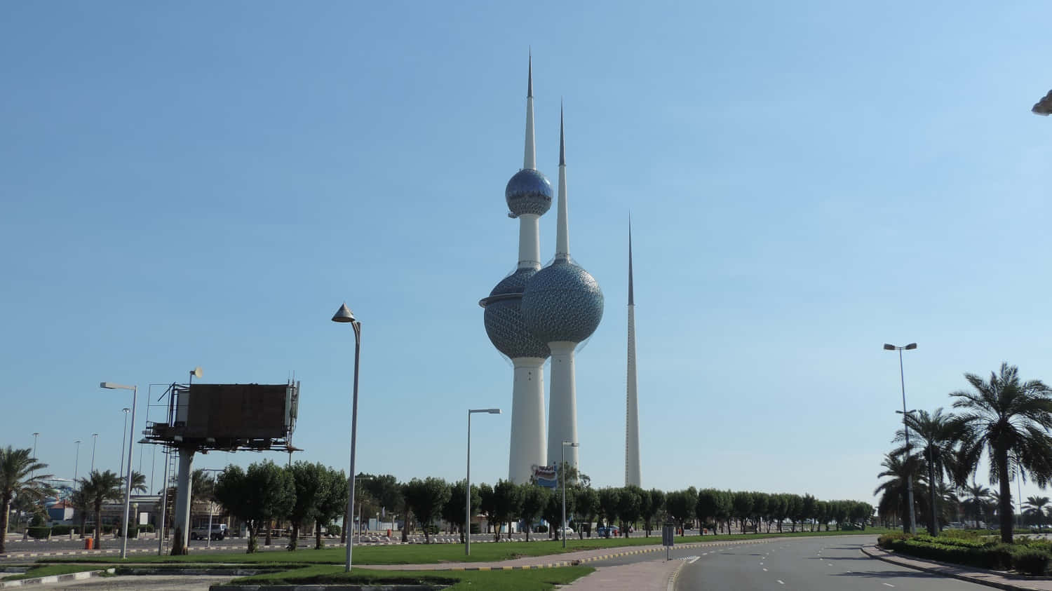 Blue Kuwait Towers Aesthetic Background