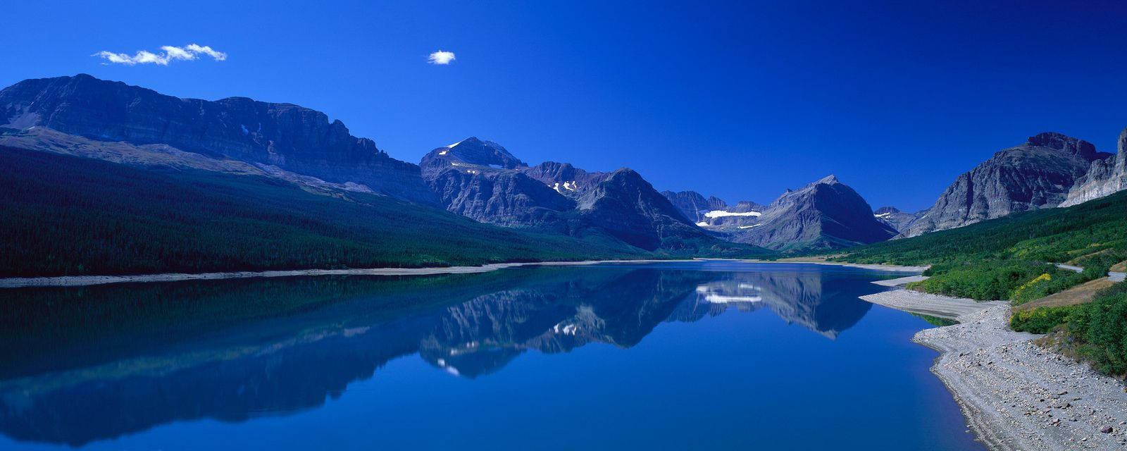 Blue Lake And Mountains For Monitor Background