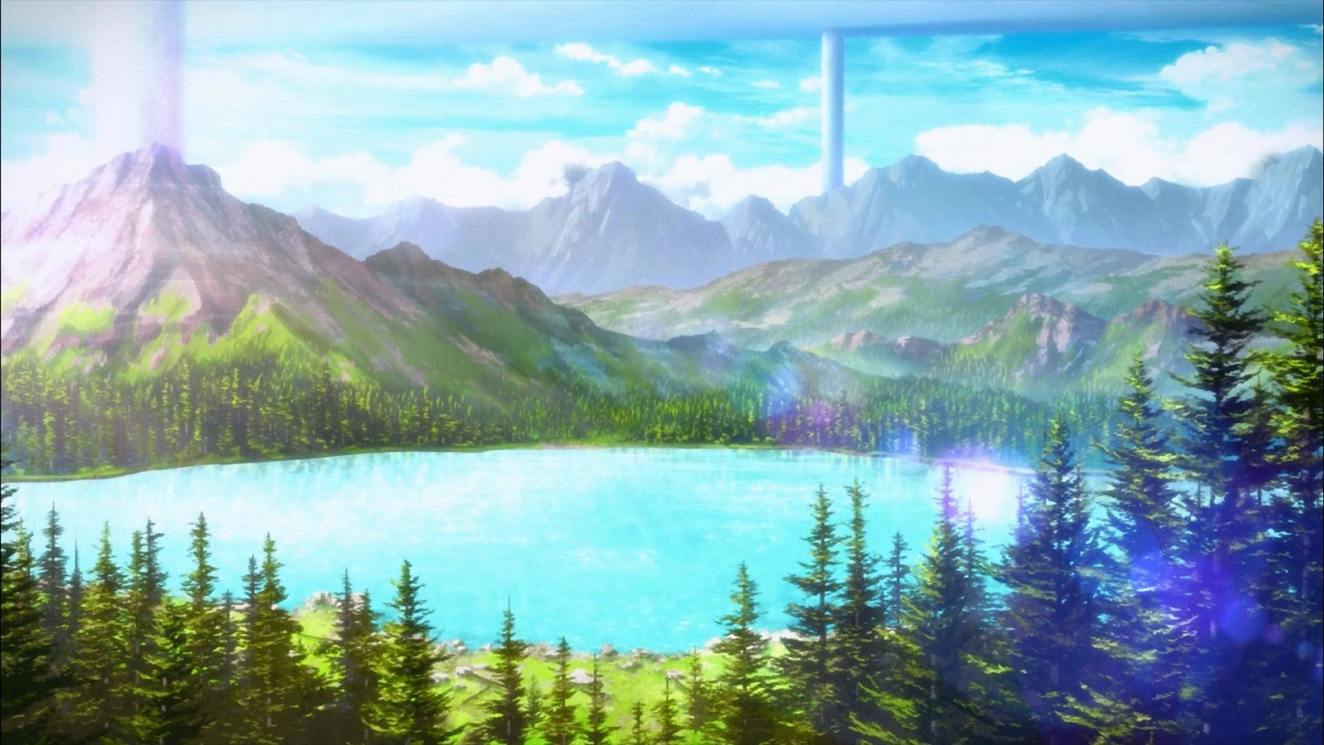 Blue Lake Mountain Anime Pc Background