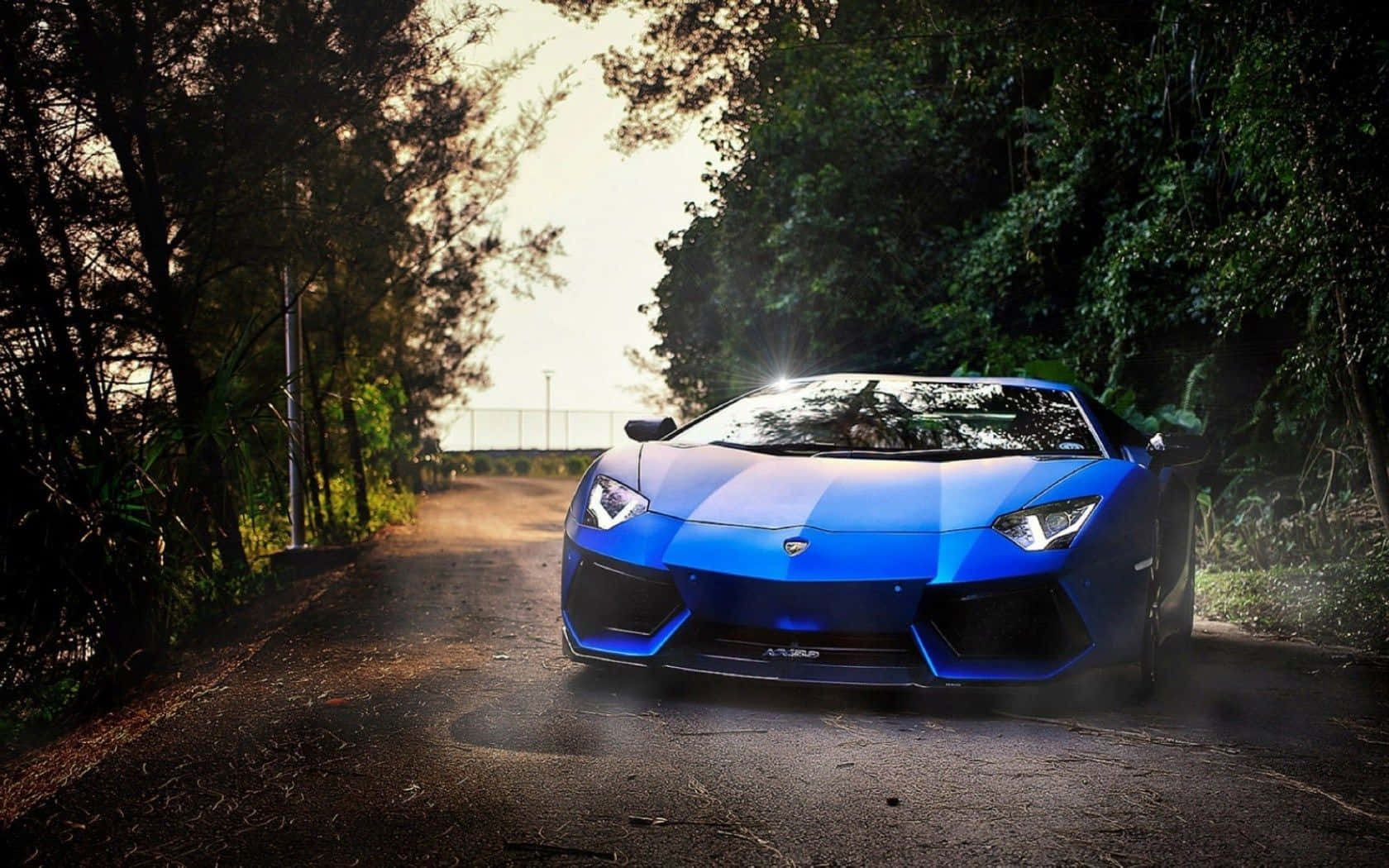 Blue Lamborghini Aventador Action Shot Background