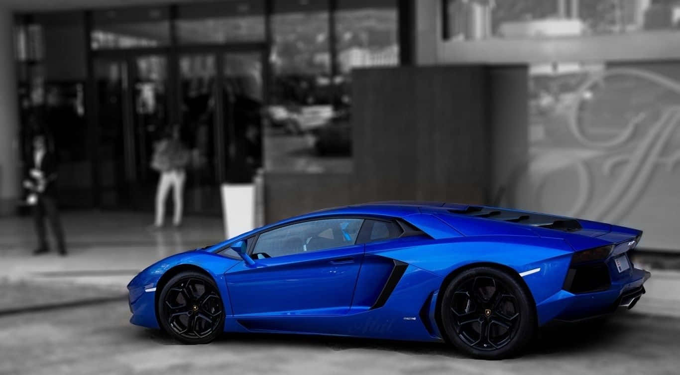 Blue Lamborghini Aventador Sports Car