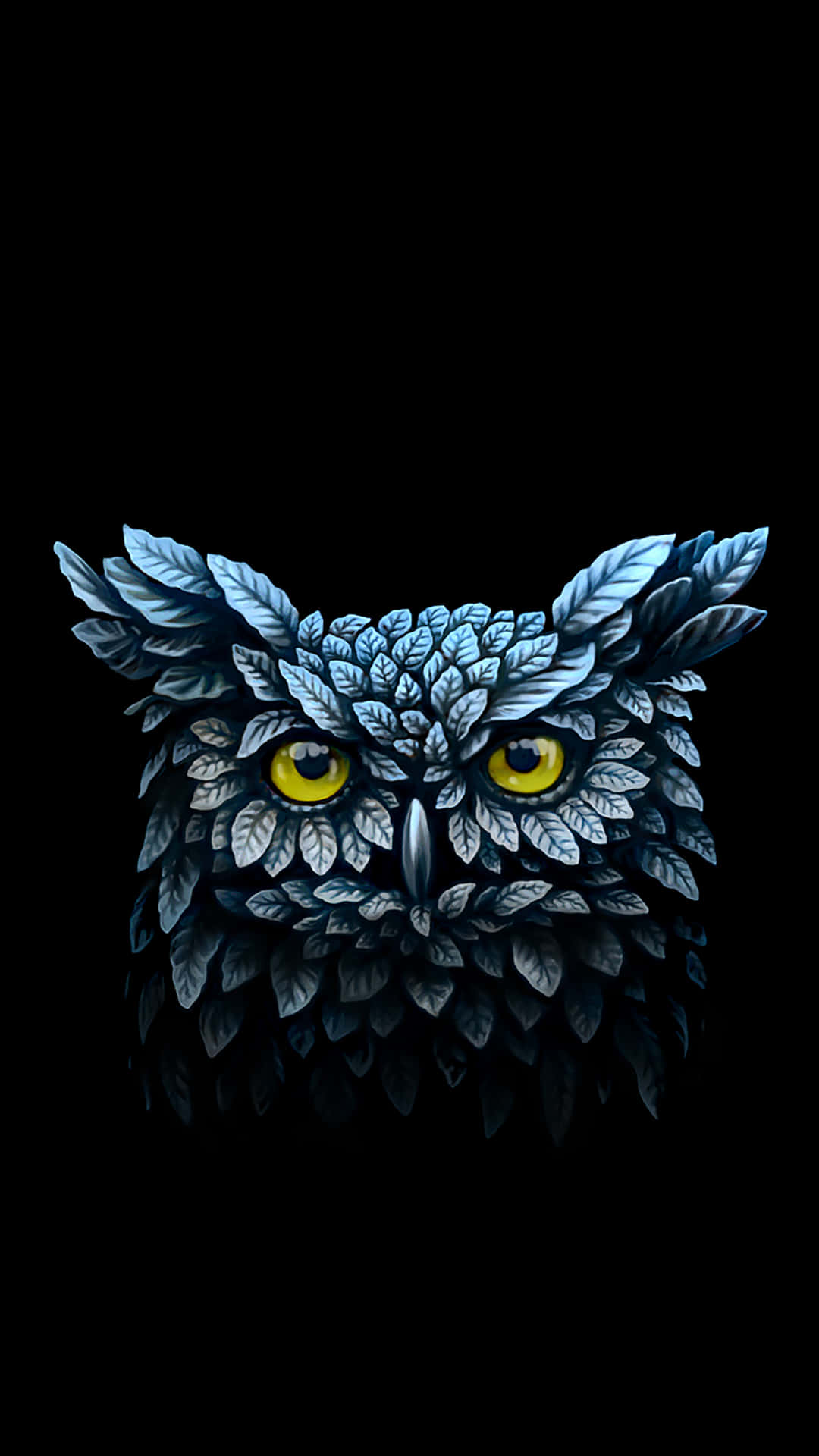 Blue Leaves Owl Phone Digital Illustration Background