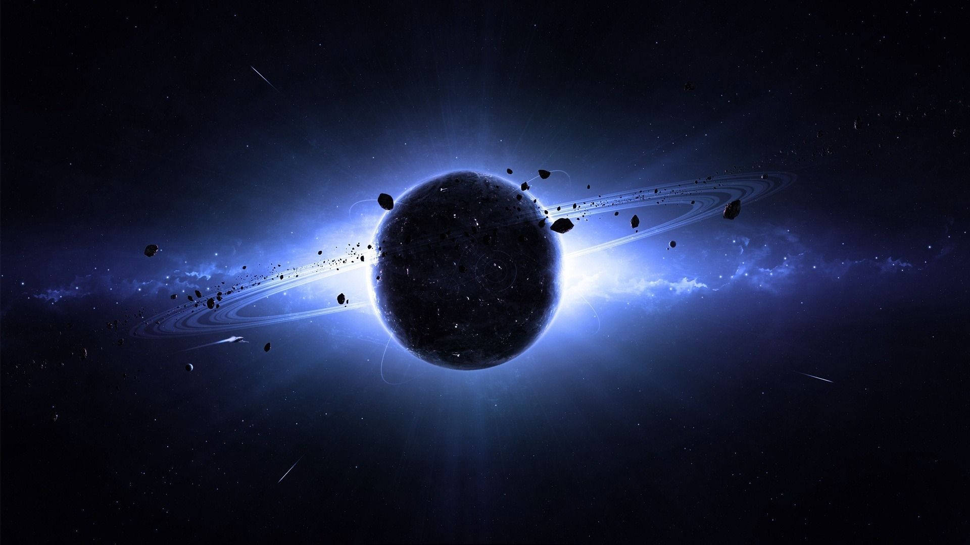 Blue Light Saturn 1920x1080 Hd Space Background