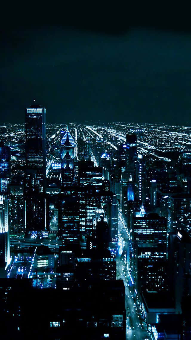 Blue Lights Chicago City Night Background