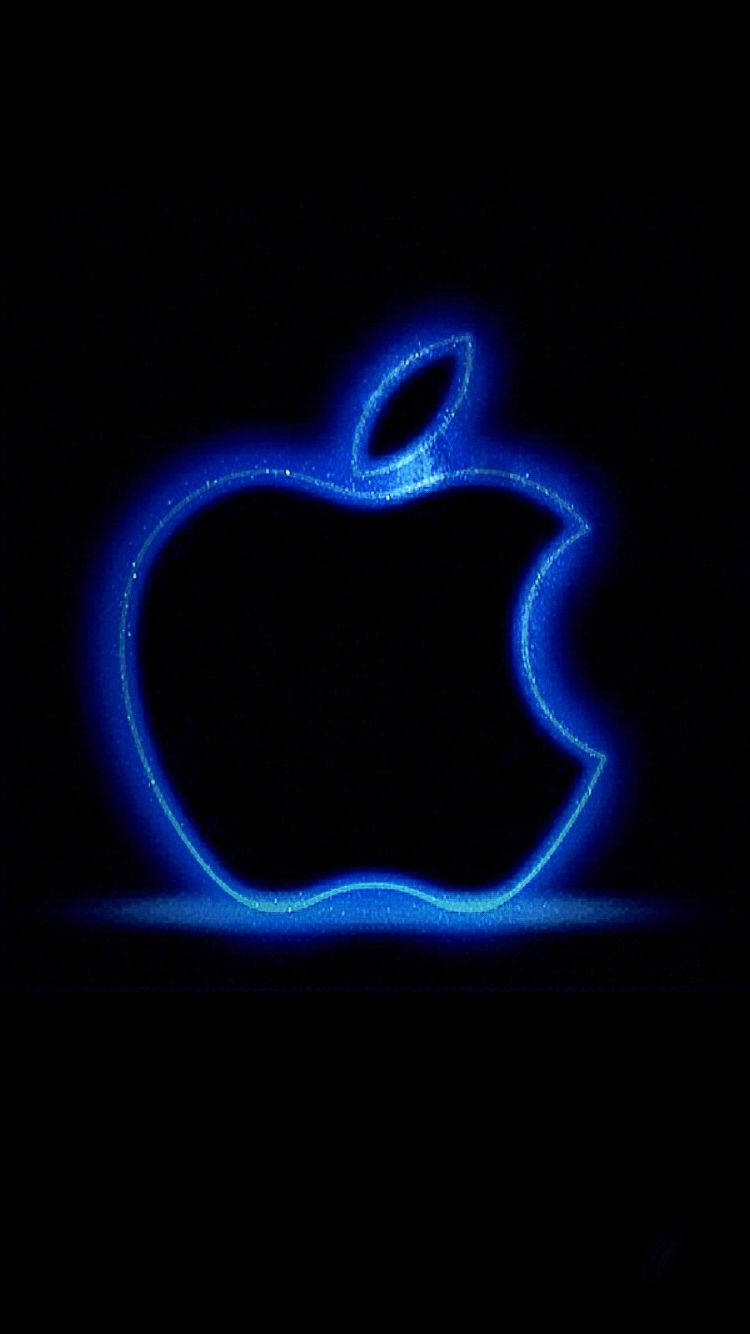 Blue Lit Apple Logo Iphone Background