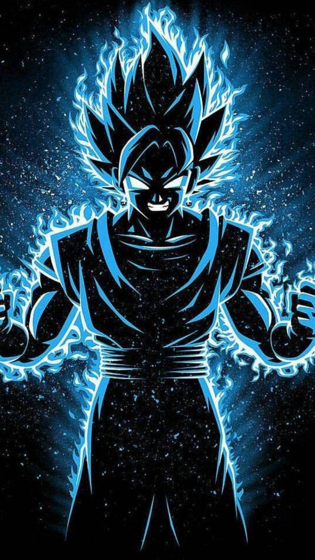 Blue Lit Super Saiyan Son Goku Iphone Background