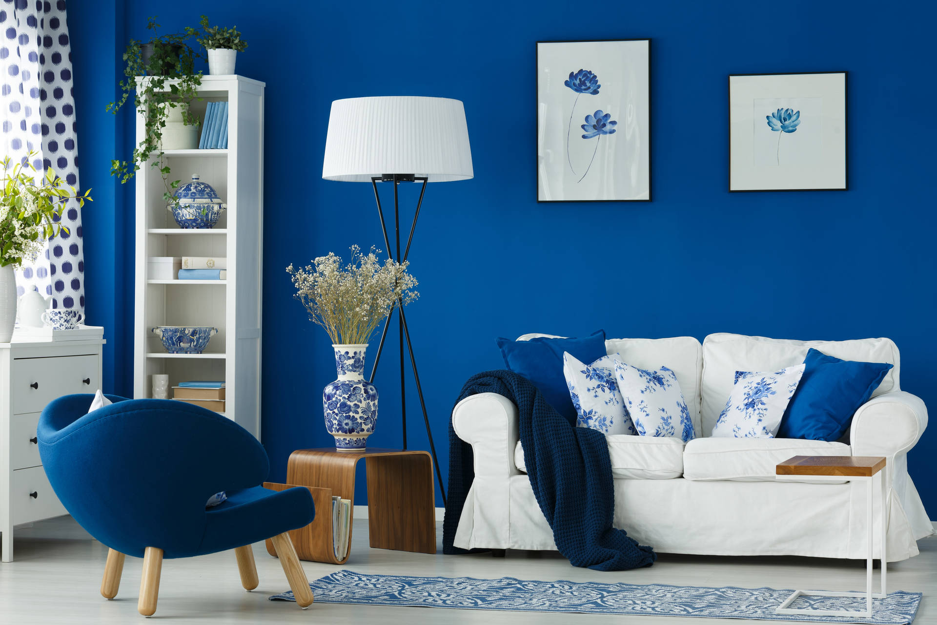Blue Living Home Room Background