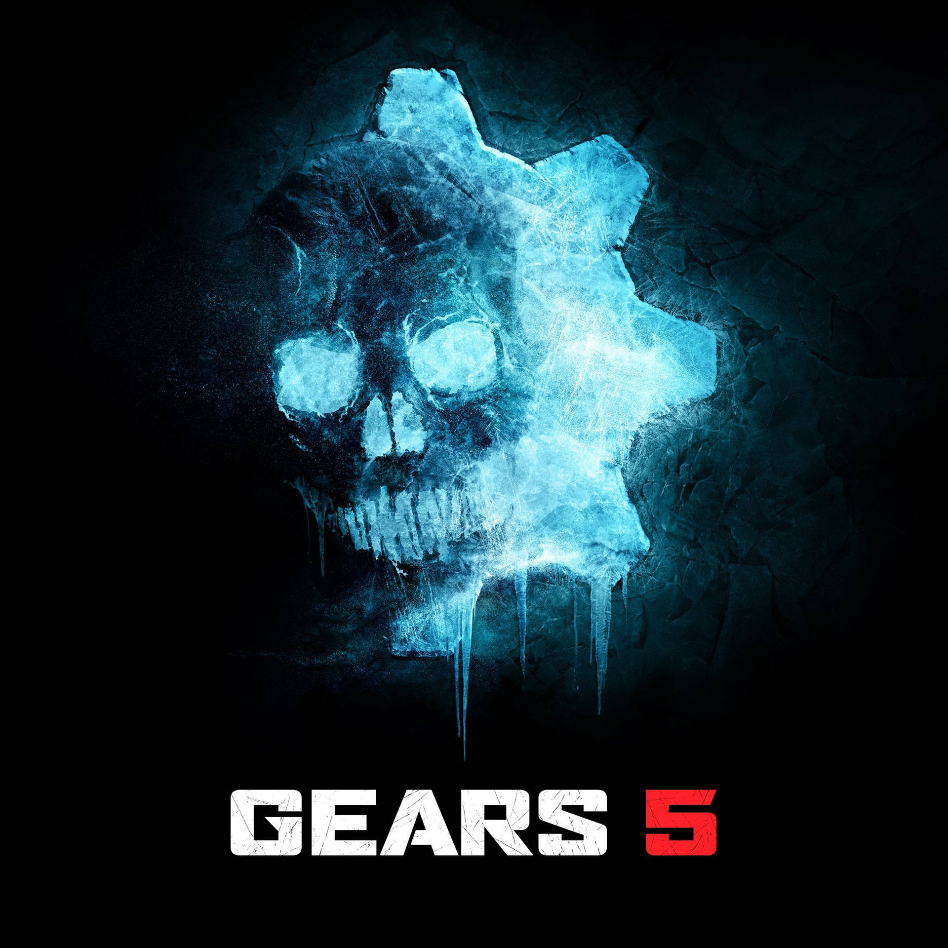 Blue Logo Of Gears 5 Phone Background