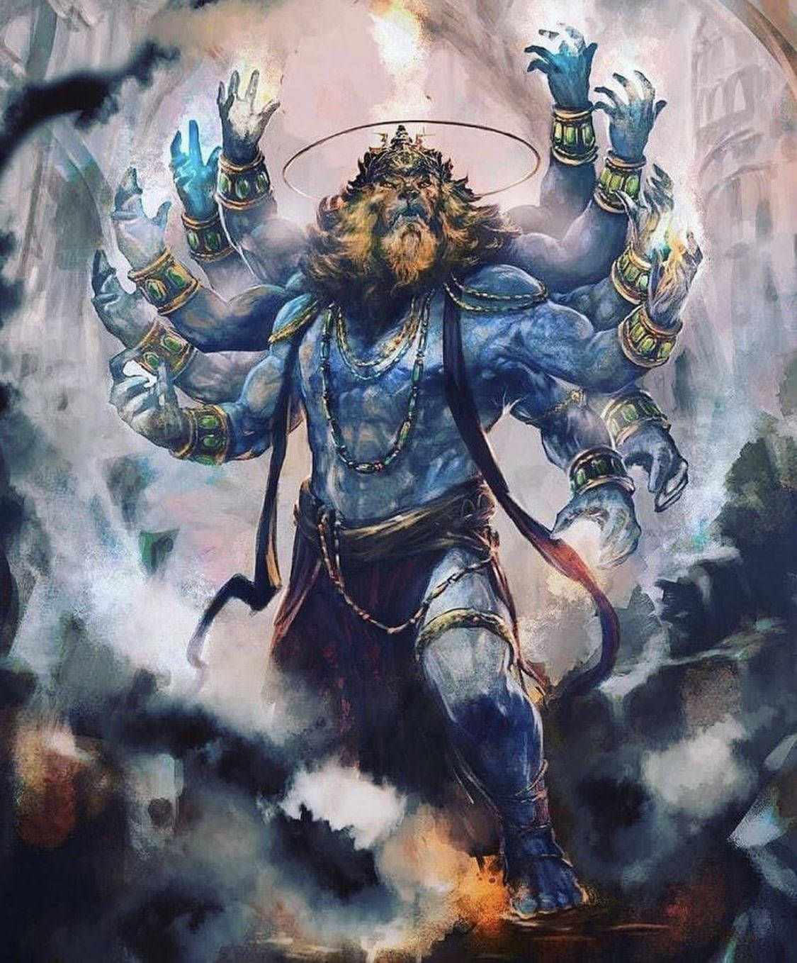 Blue Lord Narasimha Graphic Art