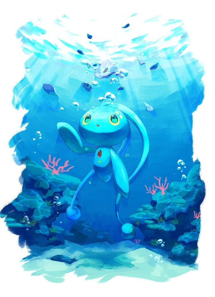 Blue Manaphy Underwater Background