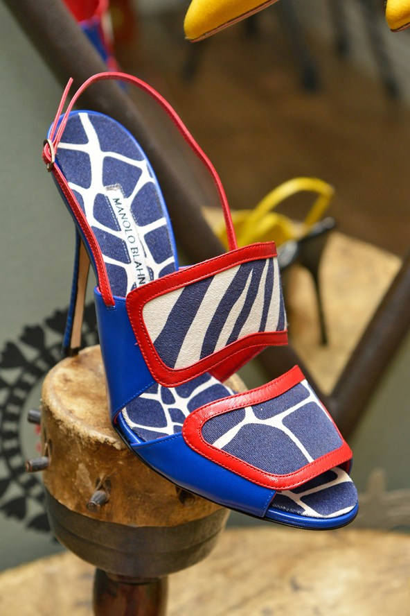 Blue Manolo Blahnik Strap Heels