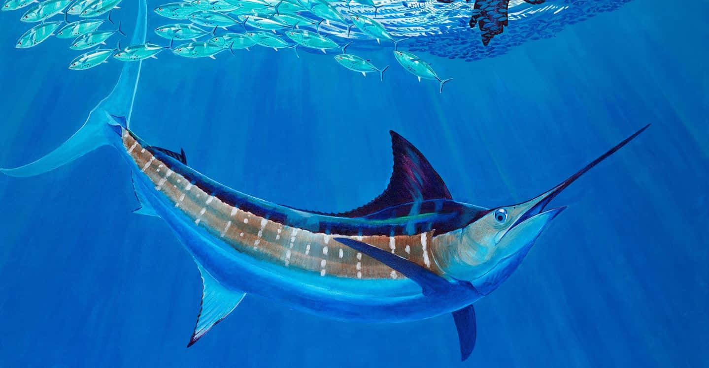 Blue Marlin Underwater Artwork