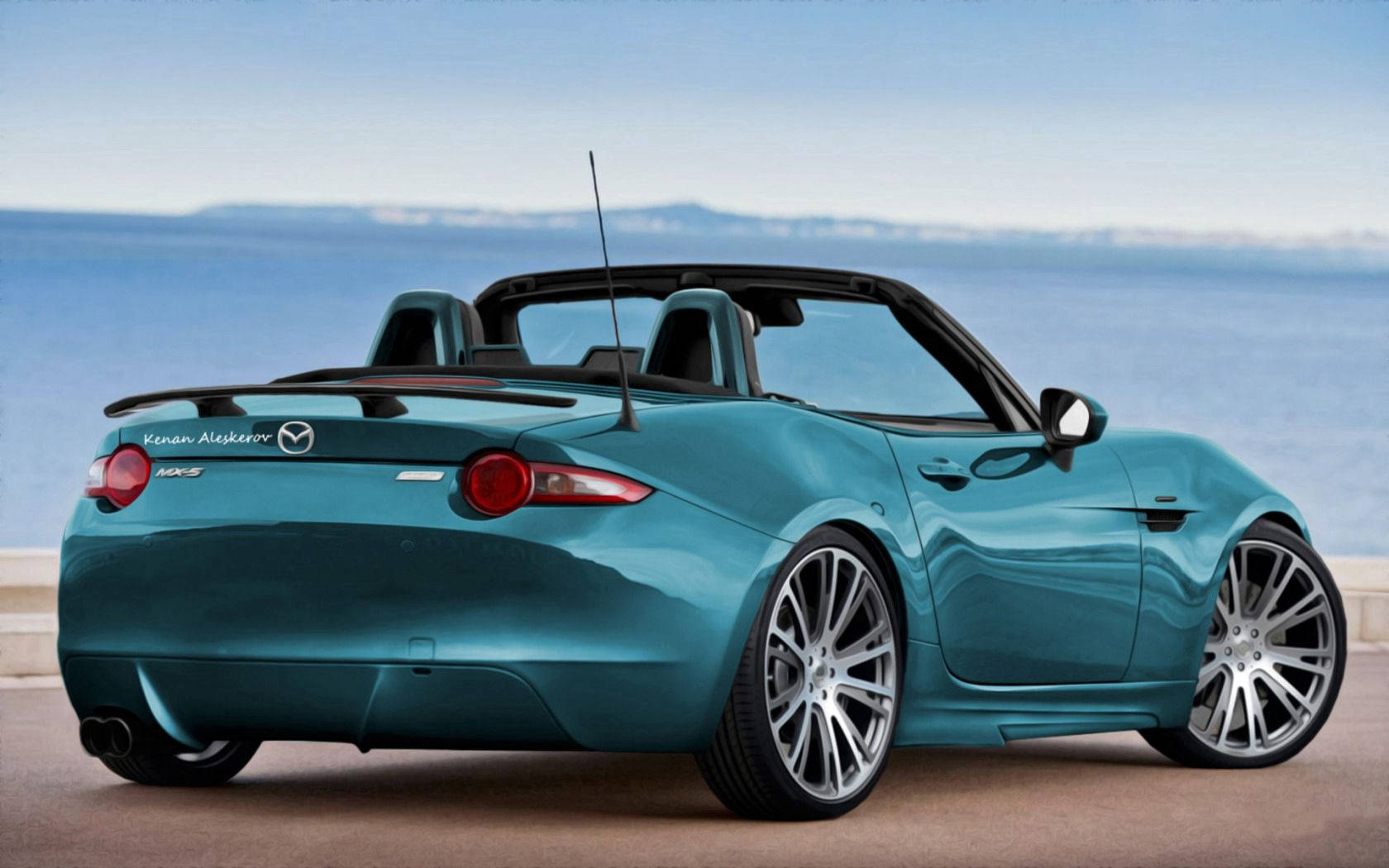 Blue Mazda Mx-5 Rear View Background