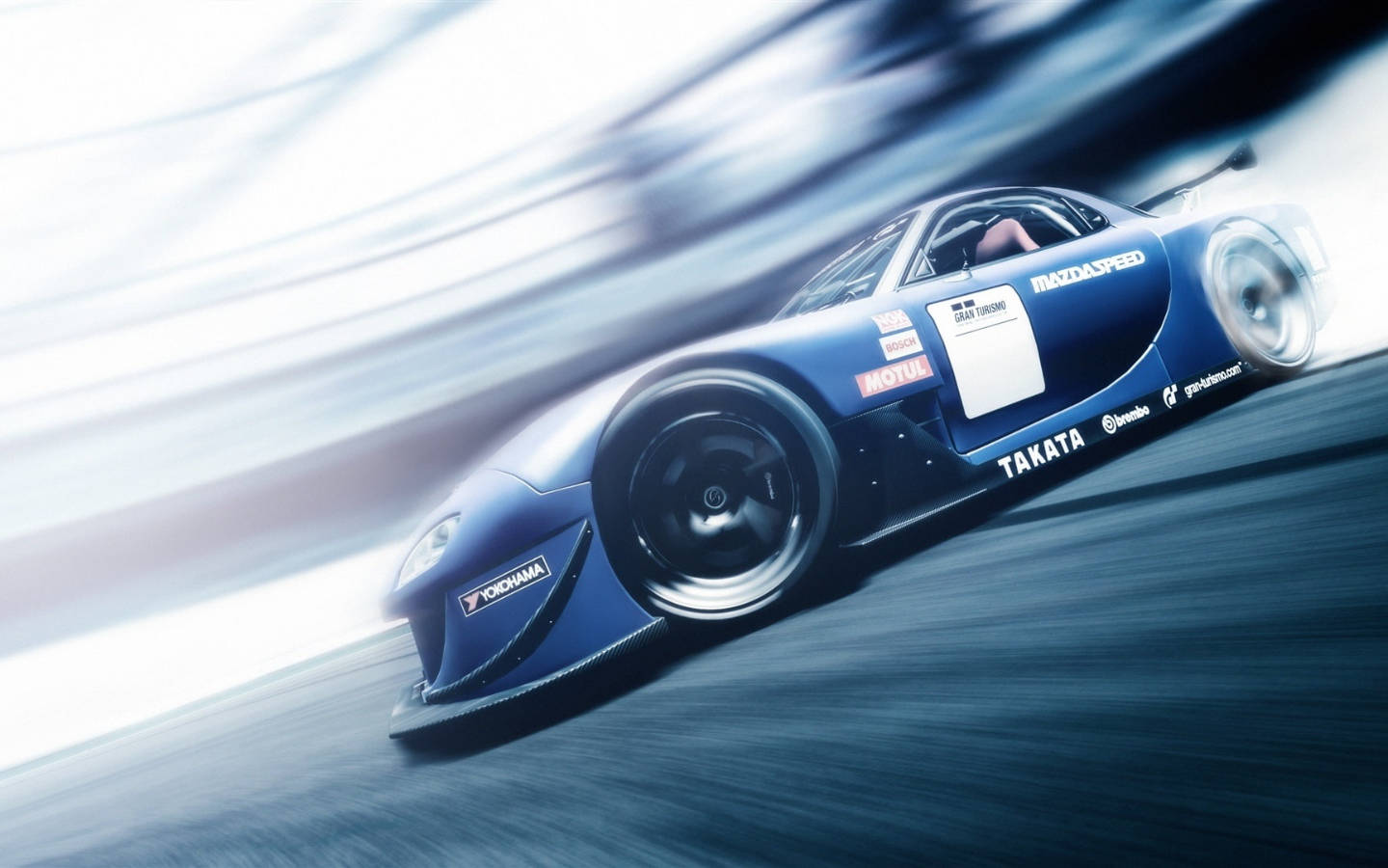 Blue Mazda Rx7 Car Drifting Background