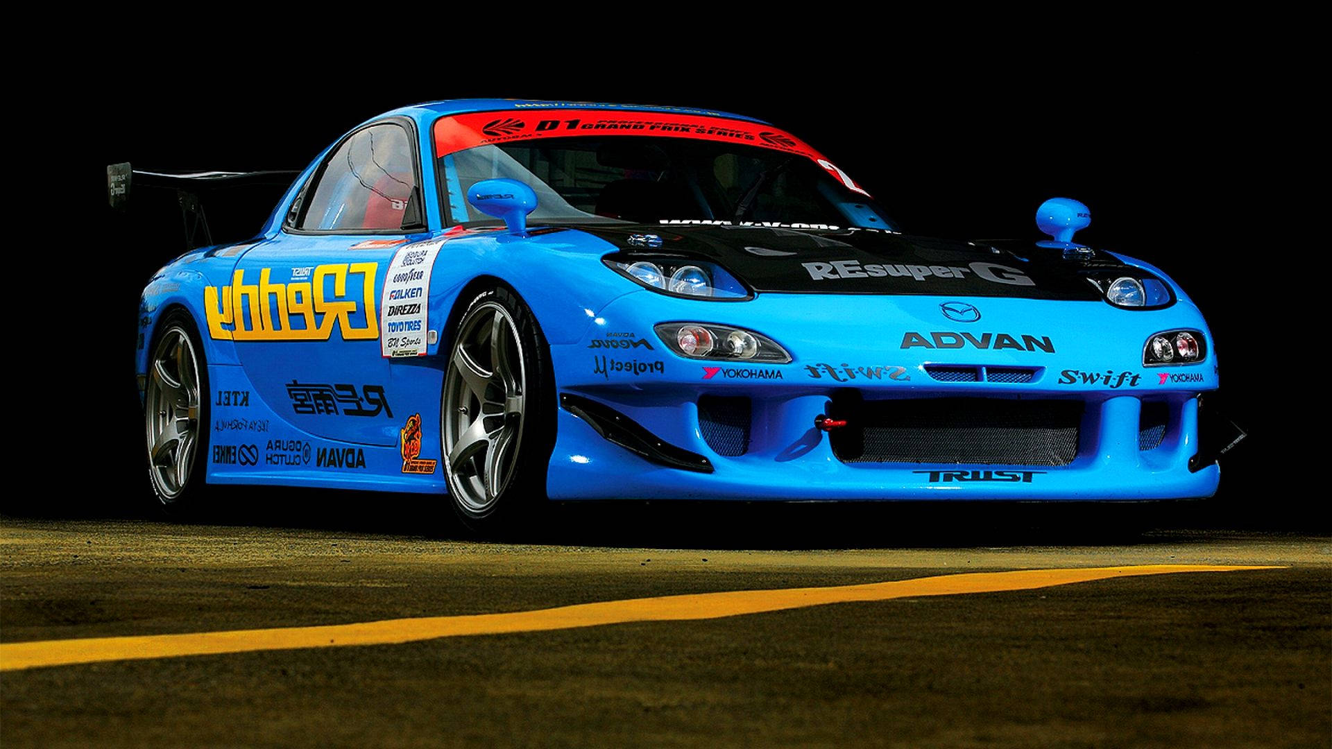 Blue Mazda Rx7 Close-up Background