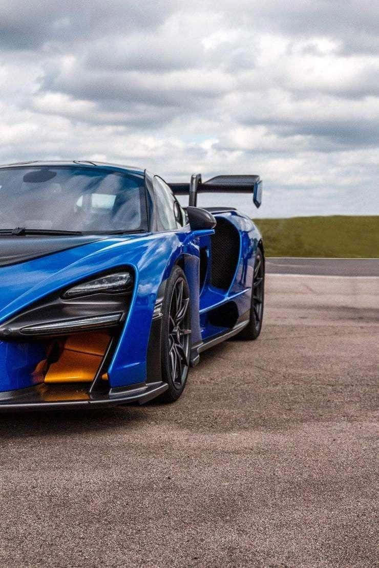 Blue Mclaren Senna Diamond Car Background