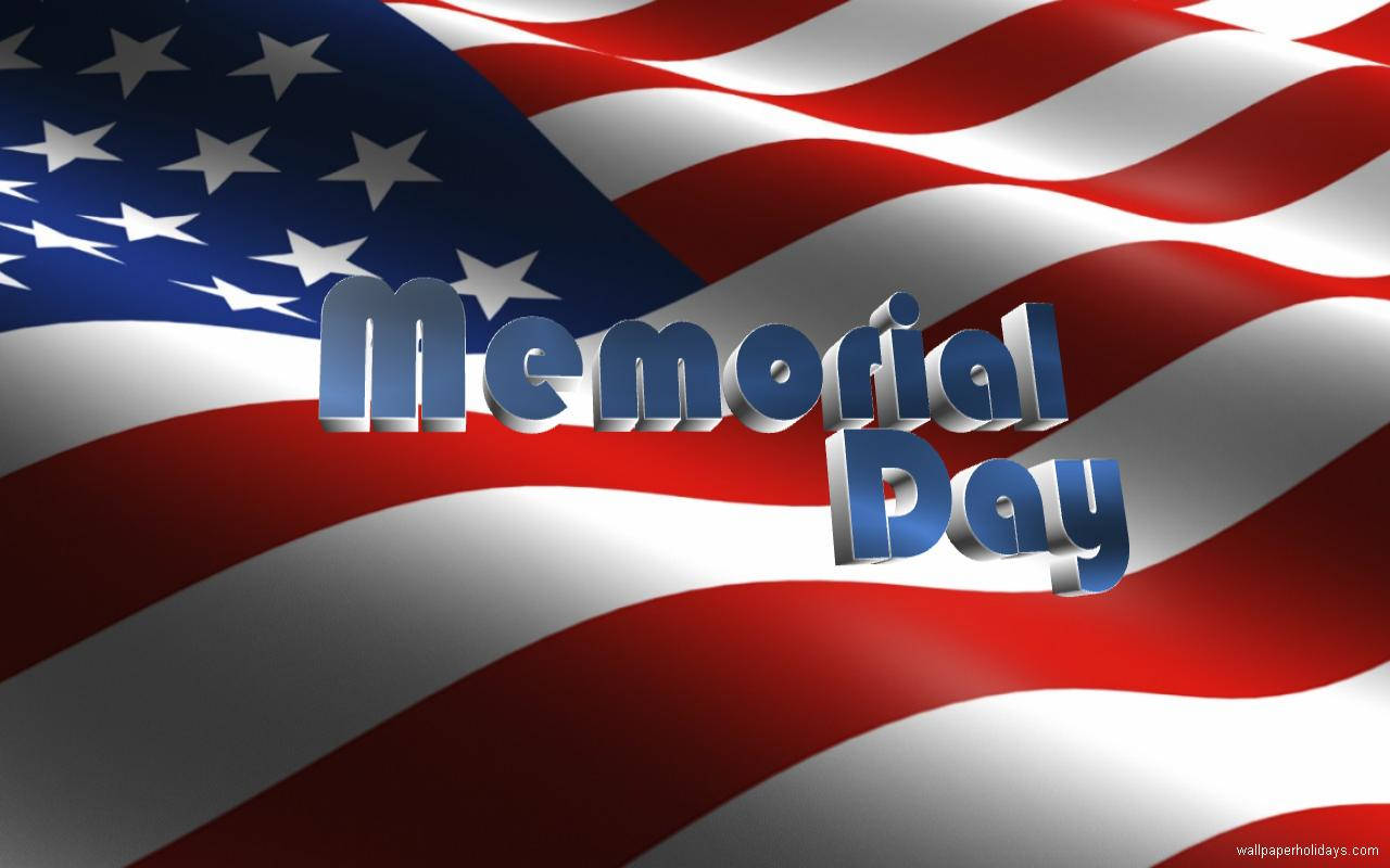 Blue Memorial Day On Waving Flag Background