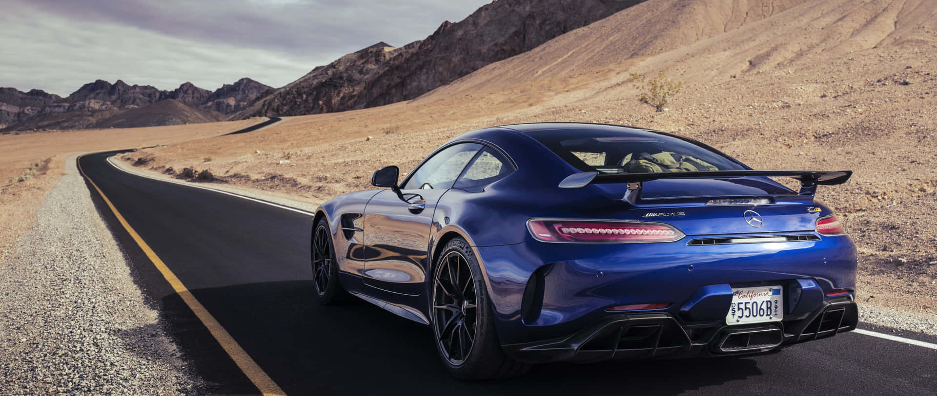 Blue Mercedes Amg Gt On The Highway Background
