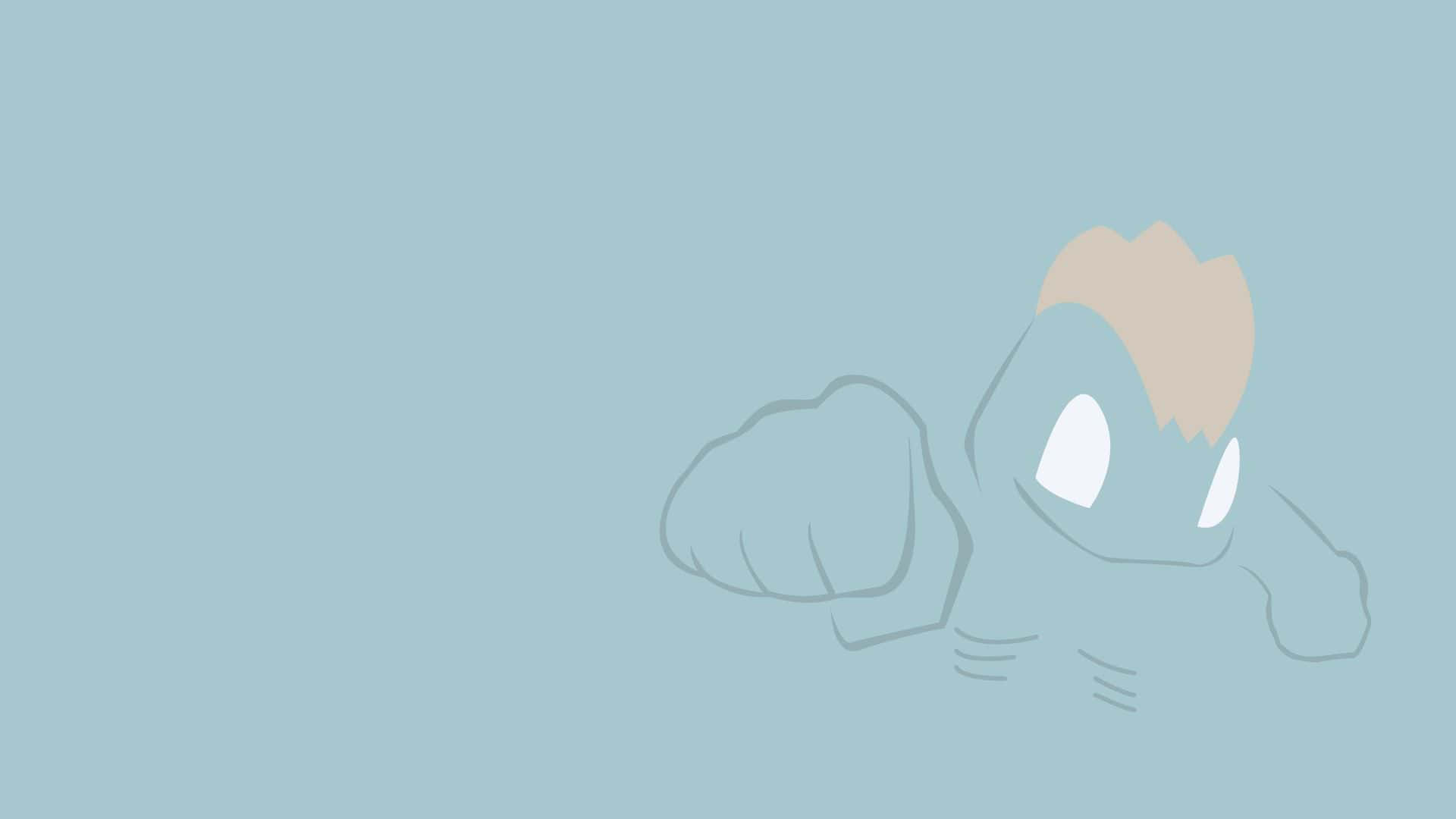 Blue Minimalist Artwork Of The Pokemon Machop Background