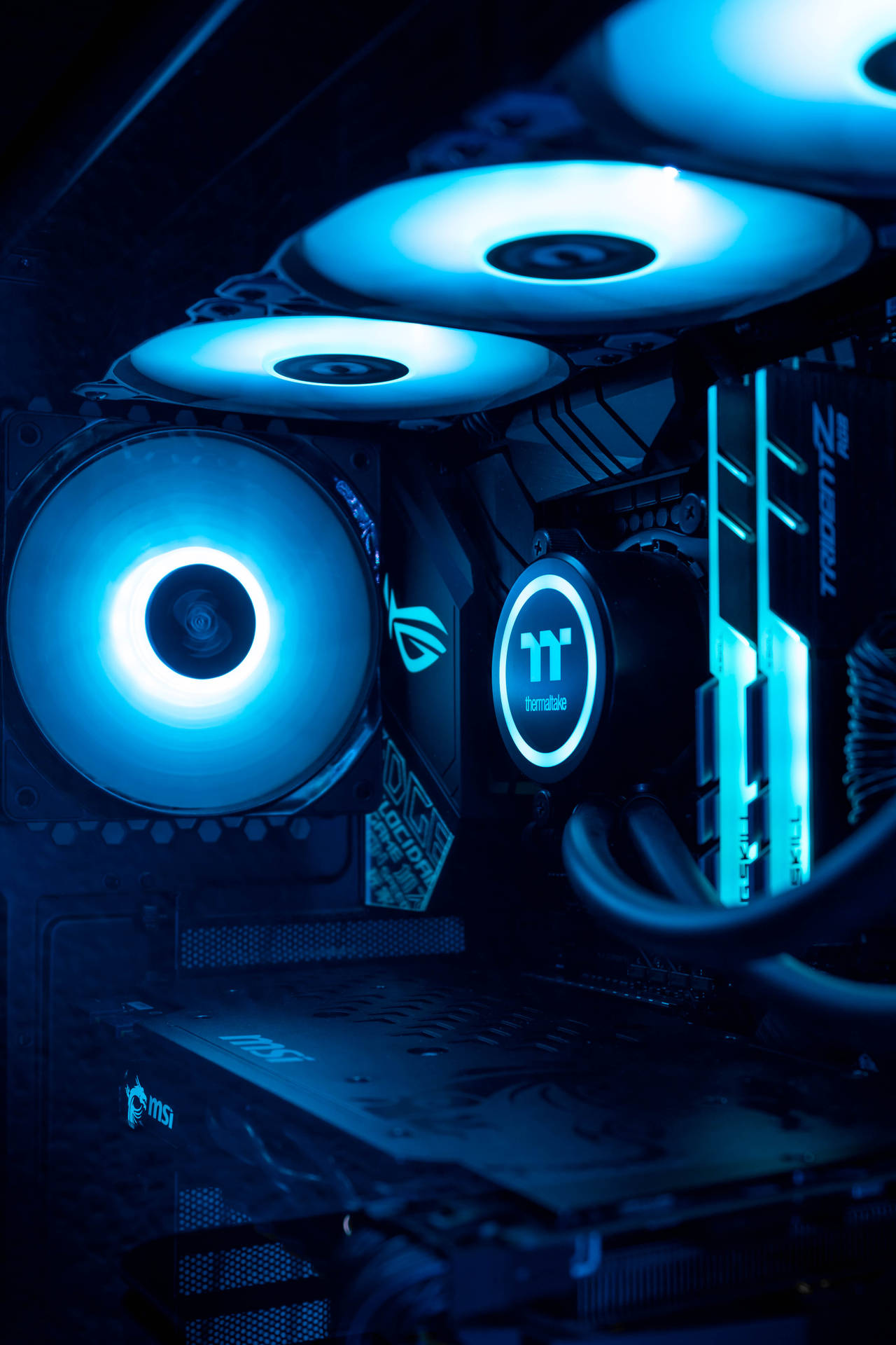 Blue Msi Gaming Computer Components Background