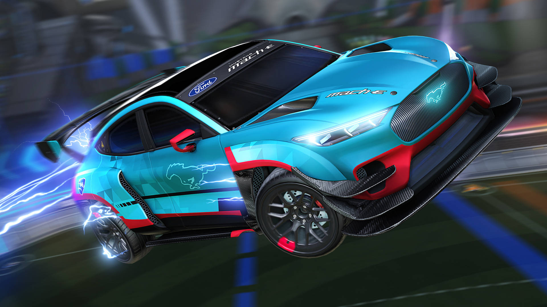 Blue Mustang Rocket League Car In 2k Background