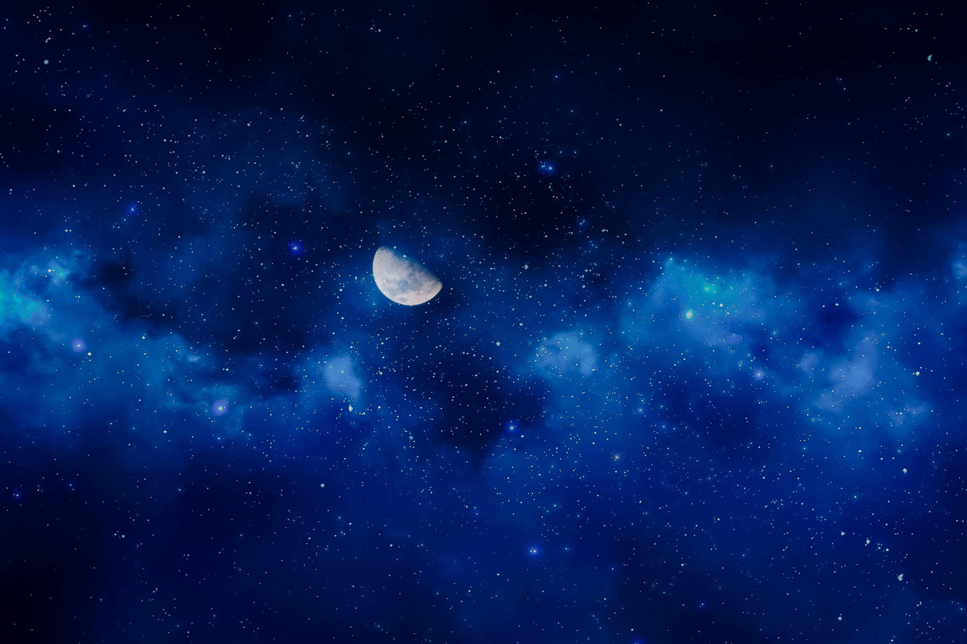Blue Nebula-like Sky Moonlight 4k Background