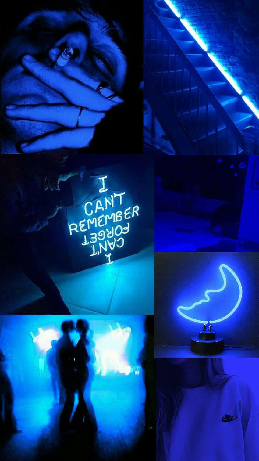 Blue Neon Aesthetic Collage Background